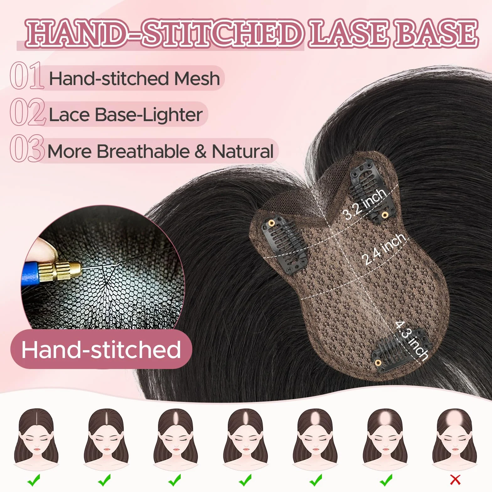 Extensiones de cabello humano real de doble capa cosida a mano de 360°, cobertura 3D con clip, añade volumen, 8 x 11 pulgadas, color negro natural, 21 g