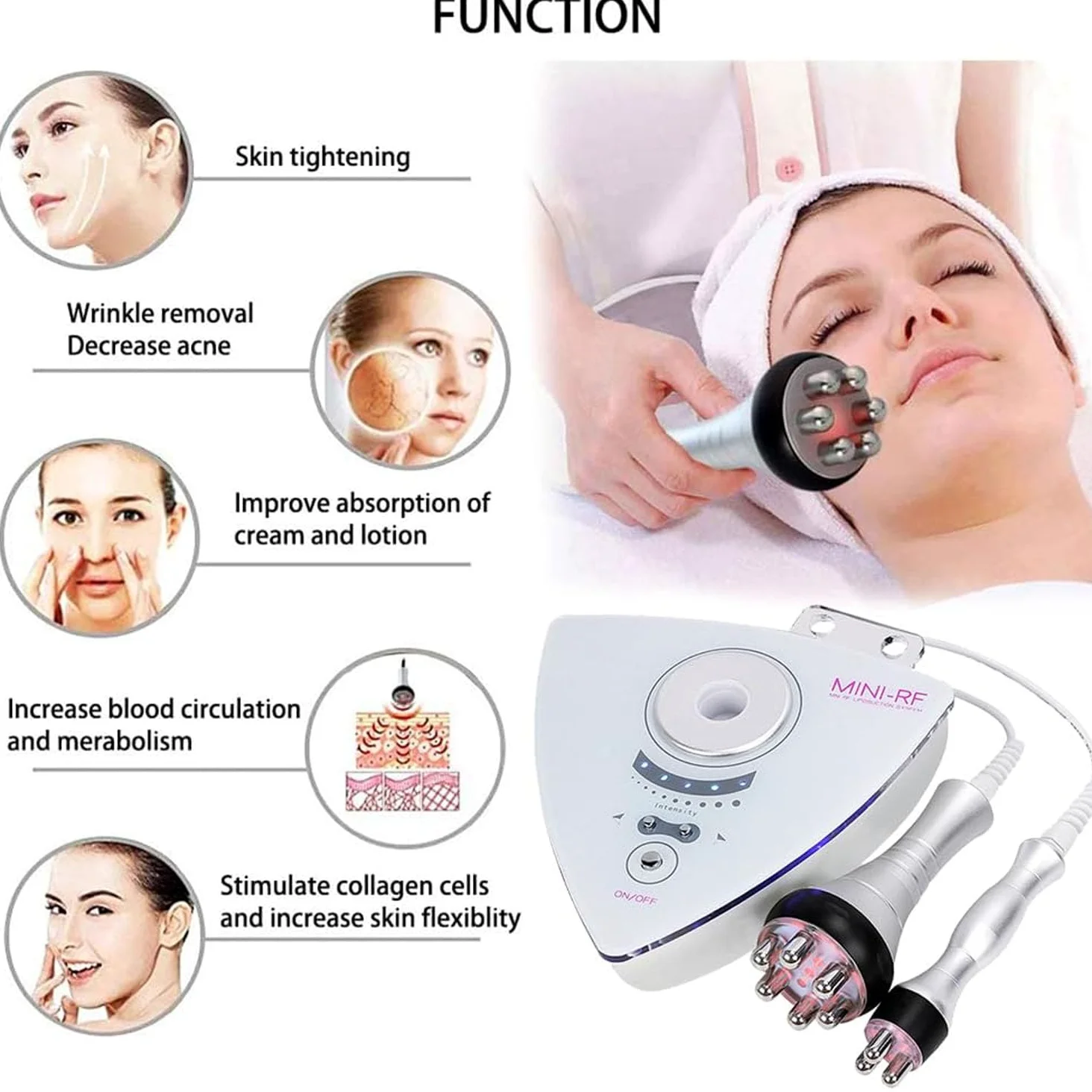 Aparato de Radiofrecuencia Facial y Corporal Antiedad Reafirmante | Masajeador de Radiofrecuencia Corporal, Anticelulítico y Reafirmante Potente, Aparato Reafirmante Facial para Doméstico
