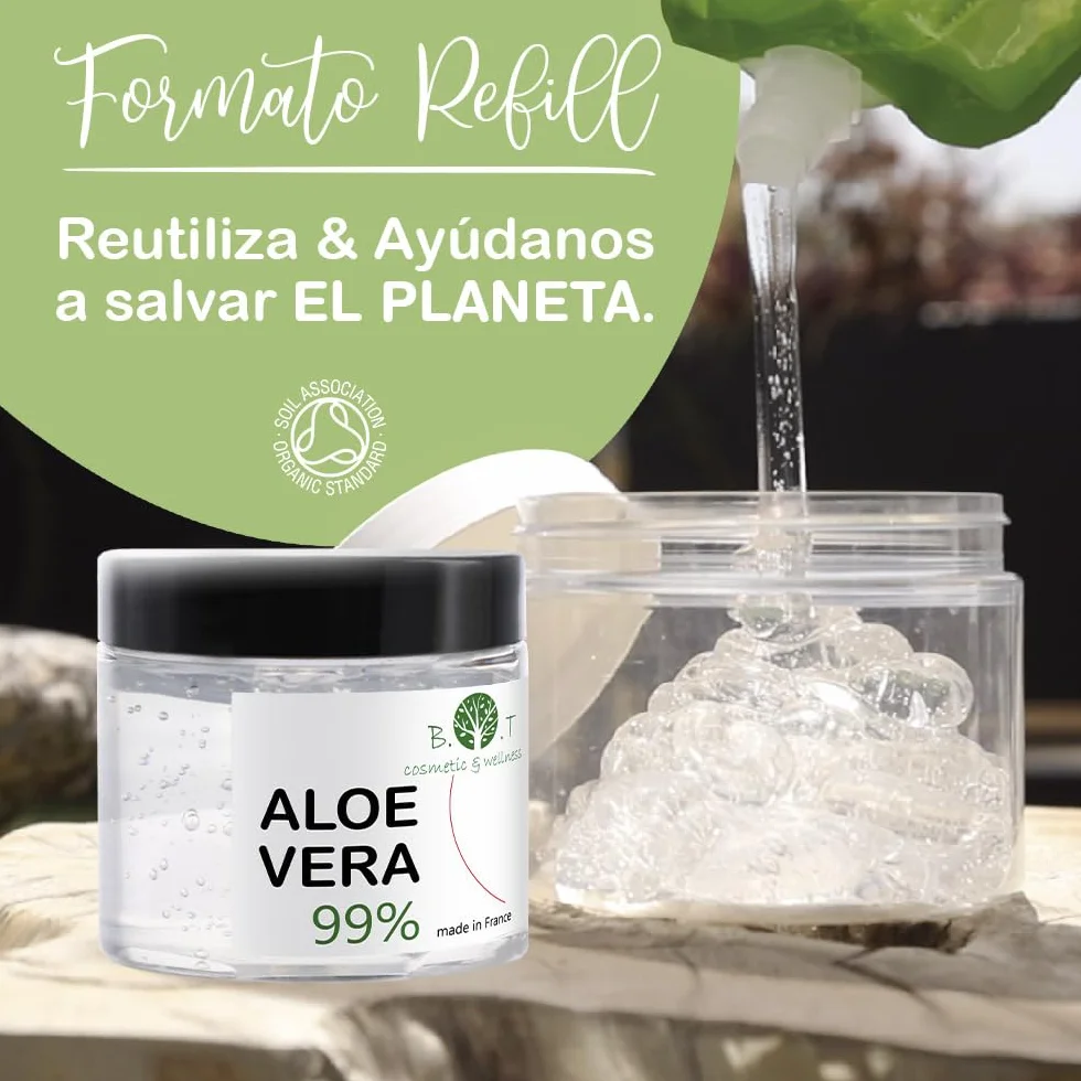 Aloe Vera Gel Orgánico 100% Natural Hidratante Piel Cabello After Sun Antiarrugas 250 ml