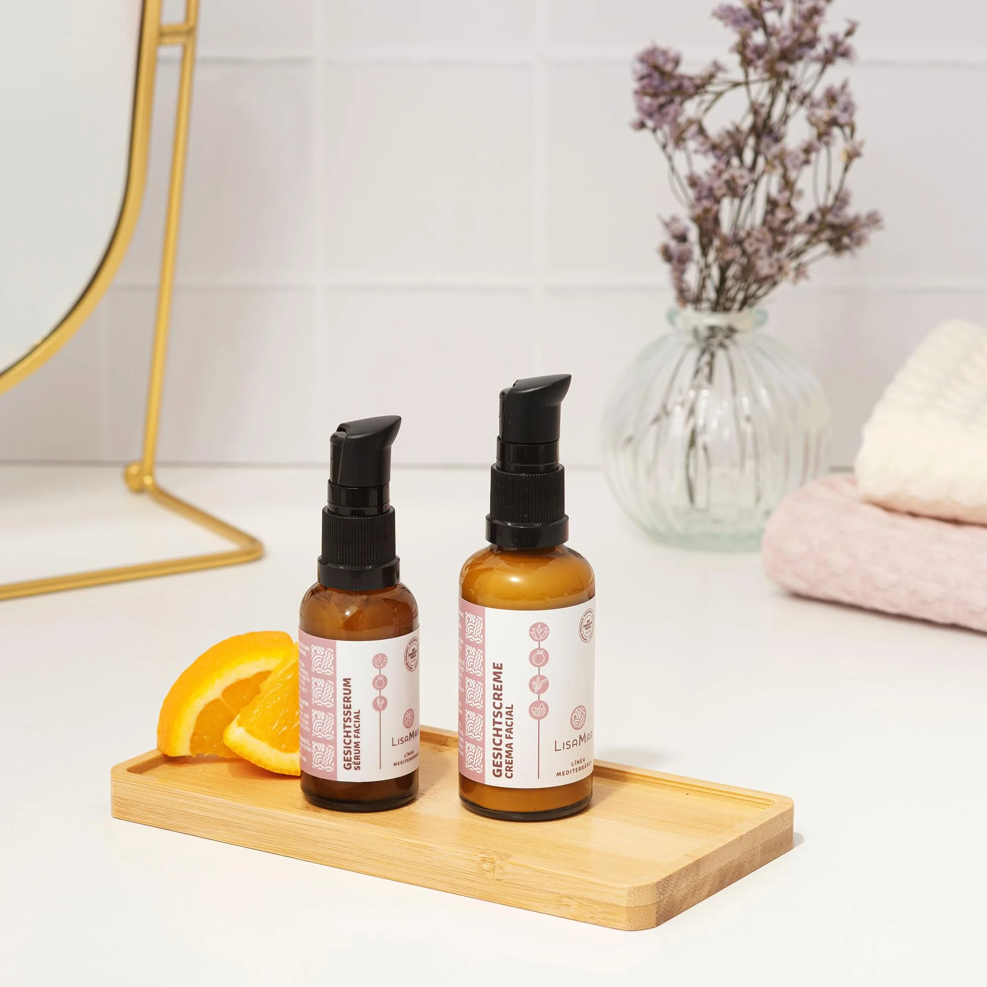 LisaMar® Juego de crema facial y suero – Cuidado antiedad para una piel radiante – Hialurón y aloe vera – Natural, orgánico y vegano – Hidratante facial