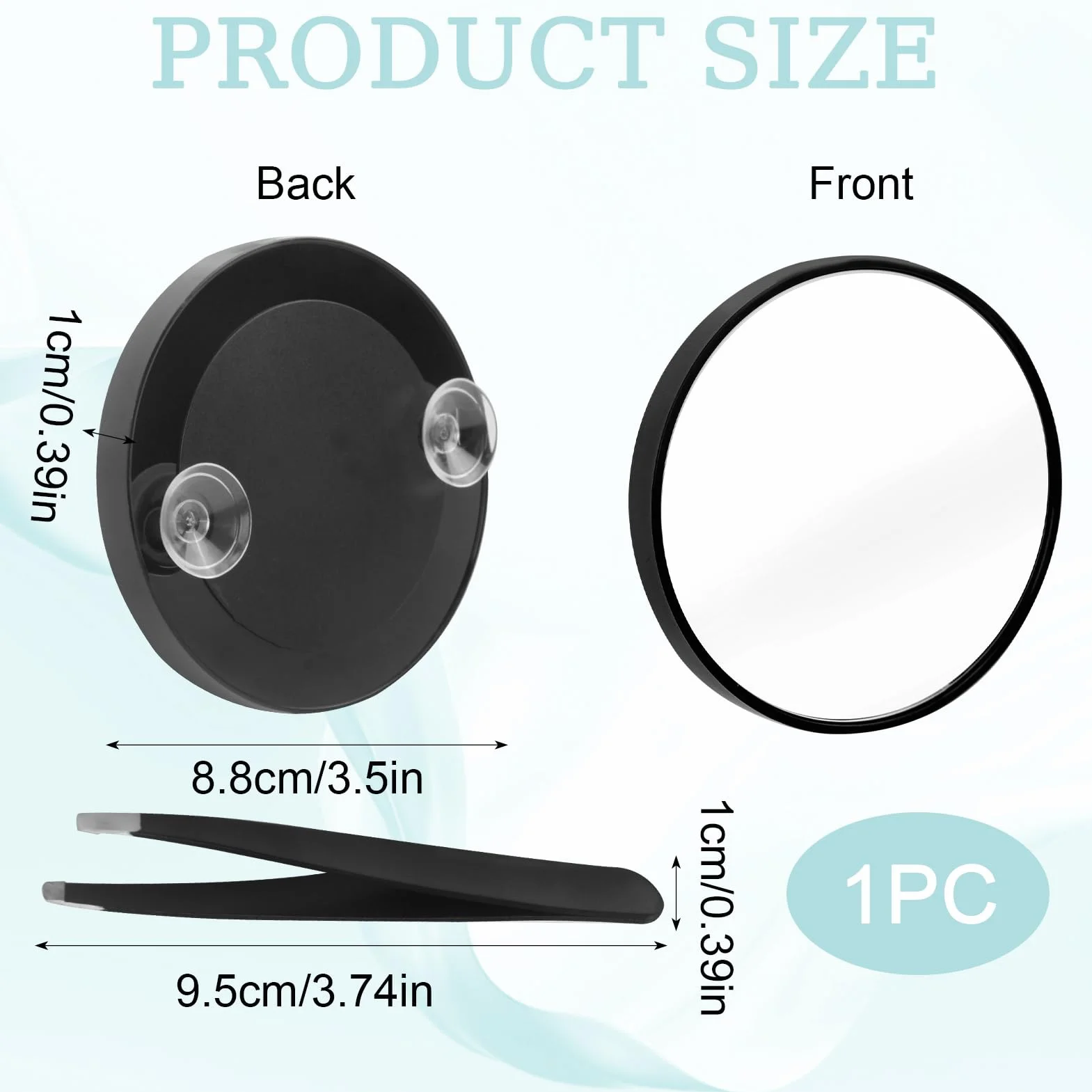 Espejo De Aumento 3,5 Pulgadas Con Ventosa Y Pinzas Para Maquillaje Y Cuidado Facial Compacto