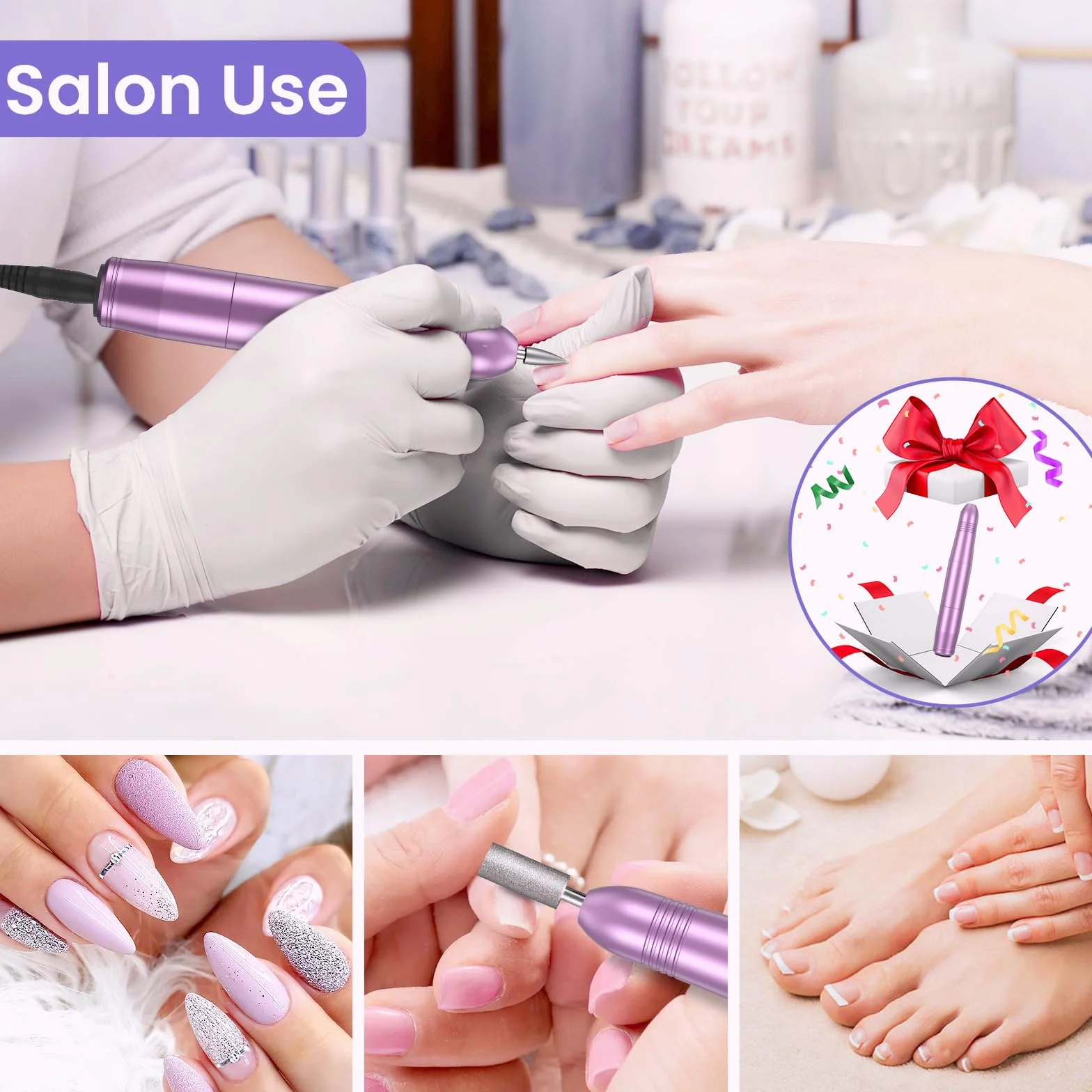 Torno para Uñas Profesional 7 en 1, 20000 RPM Lima Eléctrica Segura, Kit de Manicura y Pedicura