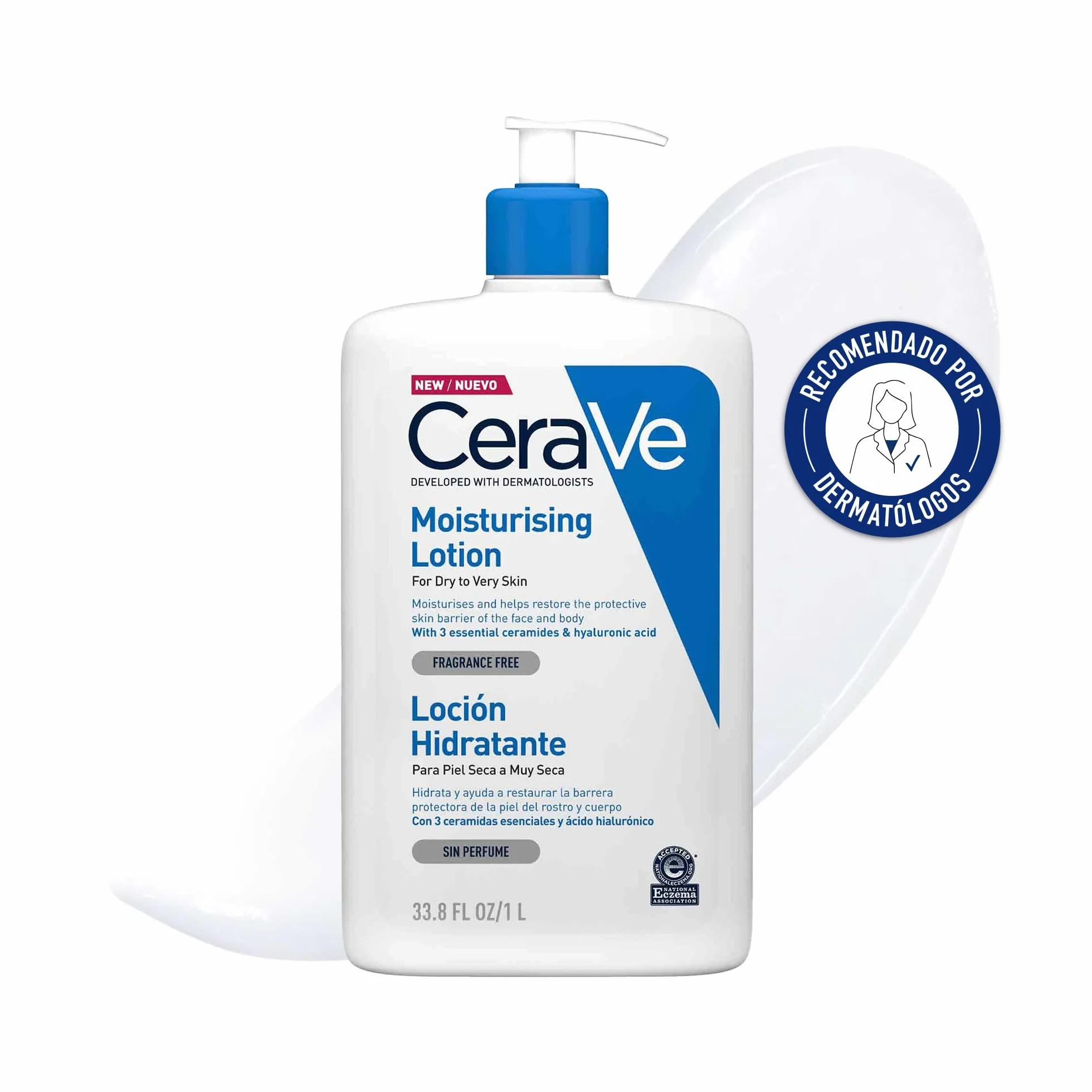 CeraVe Loción Hidratante, Piel Seca a muy Seca, Hidrata y Restaura la Barrera Protectora de la Piel, Enriquecida Con Ceramidas Esenciales y Ácido Hialurónico, Fórmula Ligera, Apta para Rostro y Cuerpo