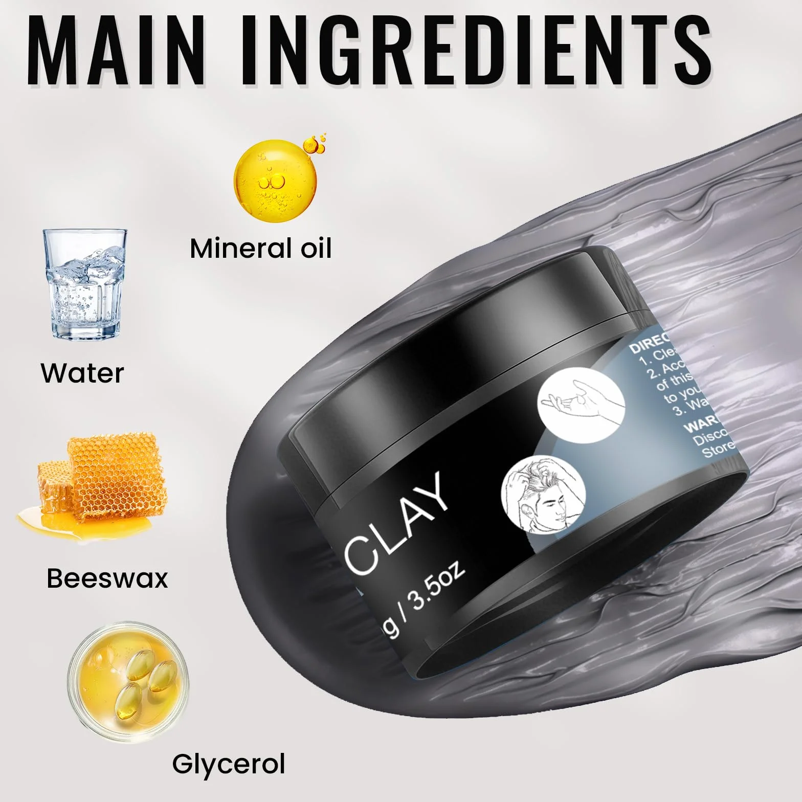 Arcilla para el Cabello para Hombres, Matte Clay Cera Pelo Hombre, Pasta de Peinado Mate, Pomada Fijación Media Alta con Acabado Mate