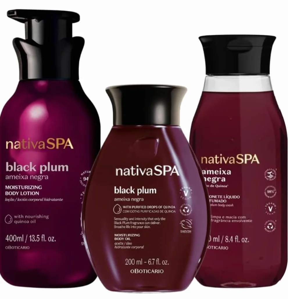 O Boticário Nativa SPA Ciruela Negra Set Regalo Cuidado de la Piel 3 Productos