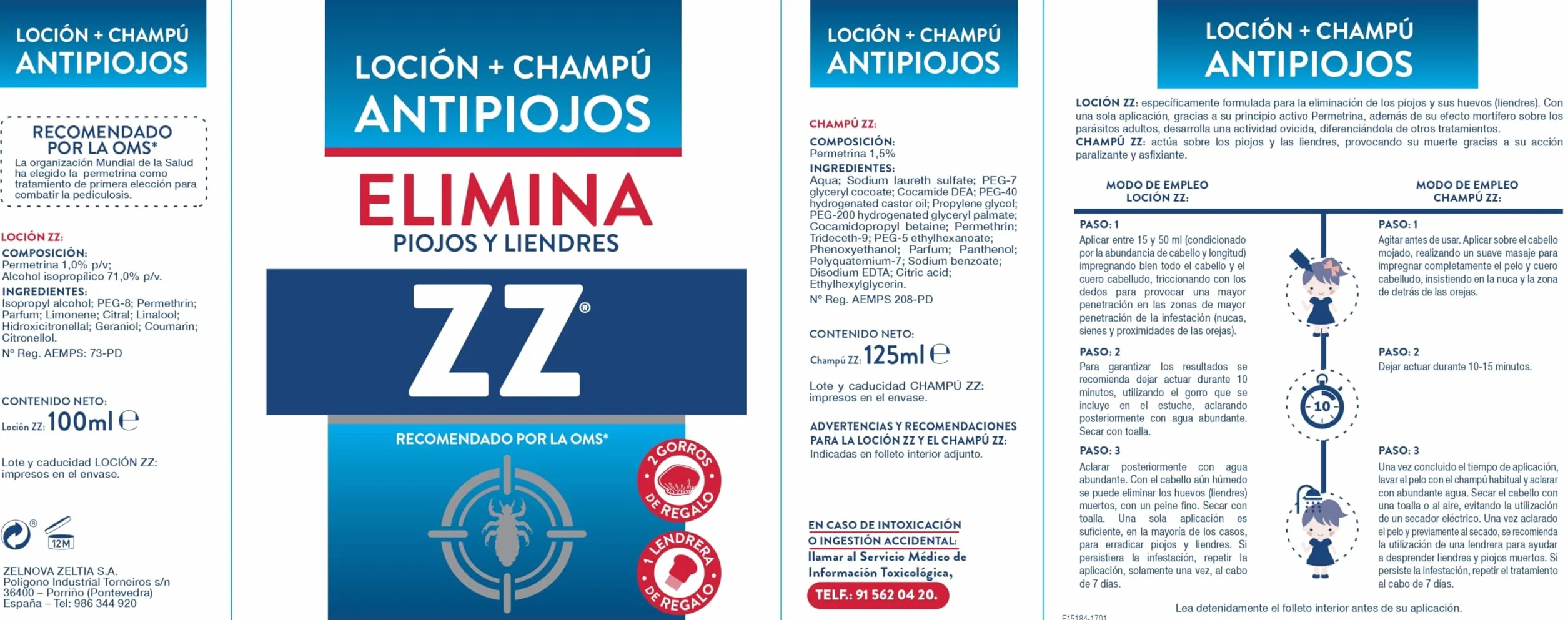 Tratamiento Completo contra Piojos Champú y Loción con Permetrina 100 ml 125 ml