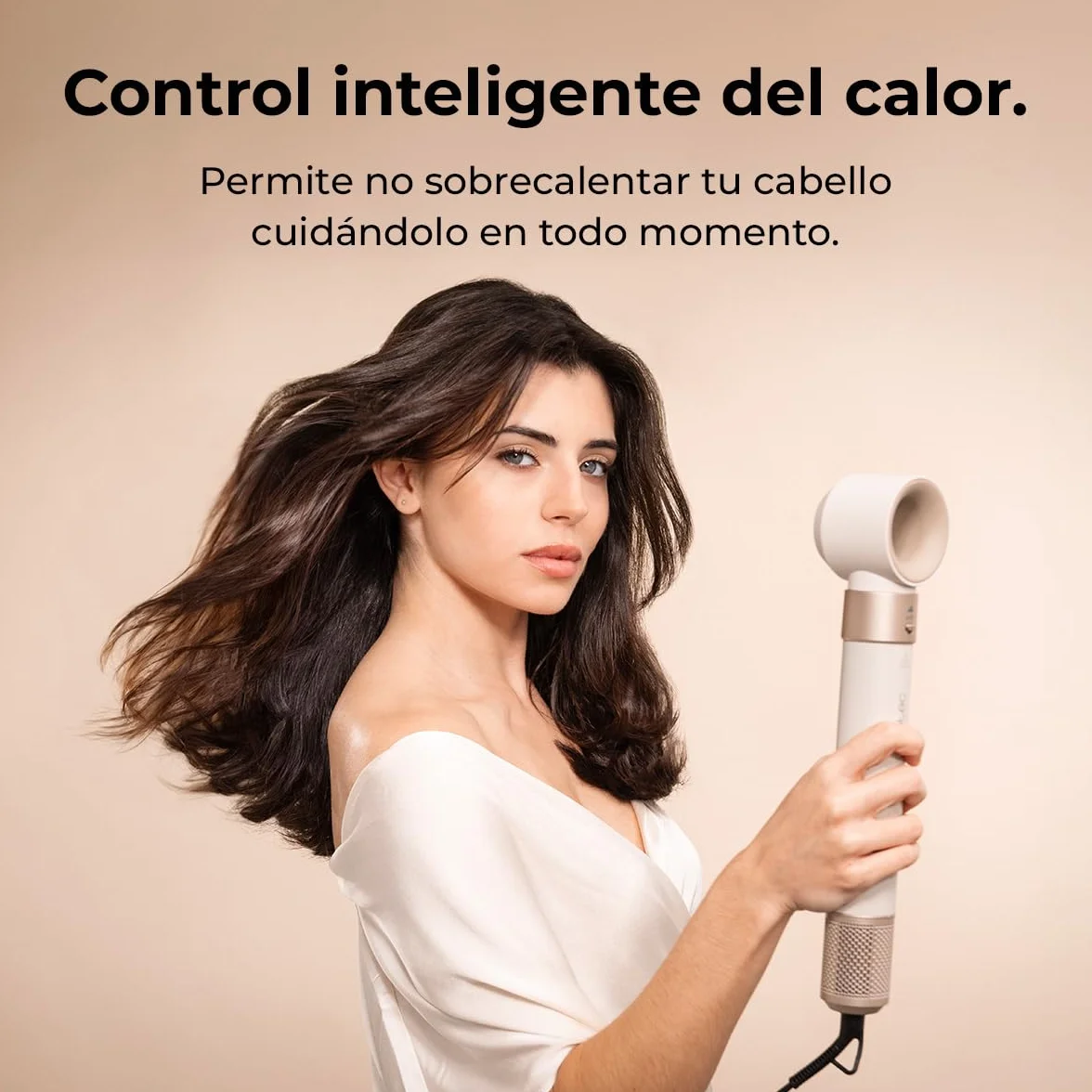 Cecotec Cepillo de Aire Secador Moldeador Alisador MultiFunción 8 Cabezales CeramicCare AirGlisse Champagne 1400W
