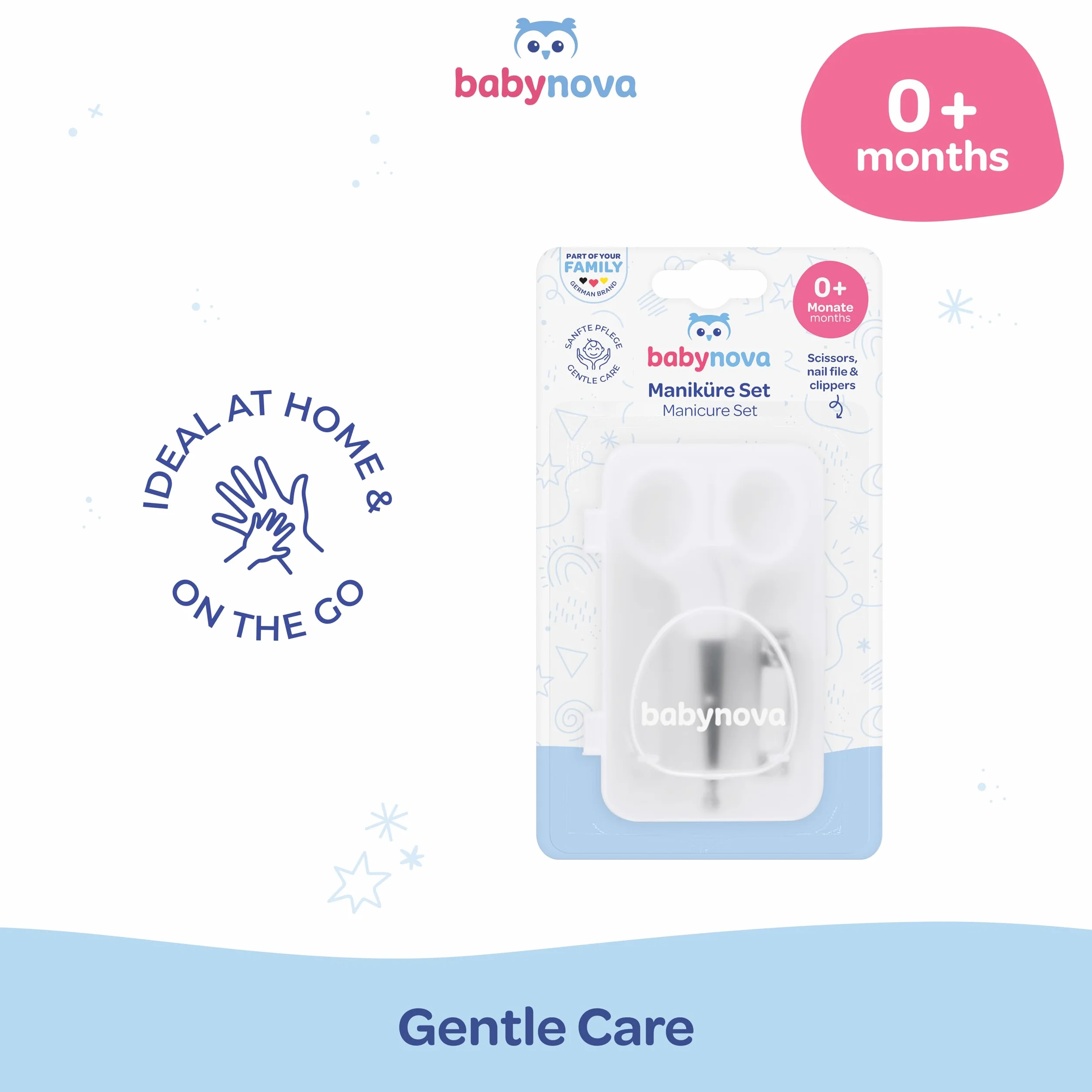 Babynova Set de Manicura para Bebés – Kit de Cuidado de Uñas Seguro con Tijeras de Punta Redondeada, Cortauñas y Lima, Caja de Almacenamiento Sin BPA
