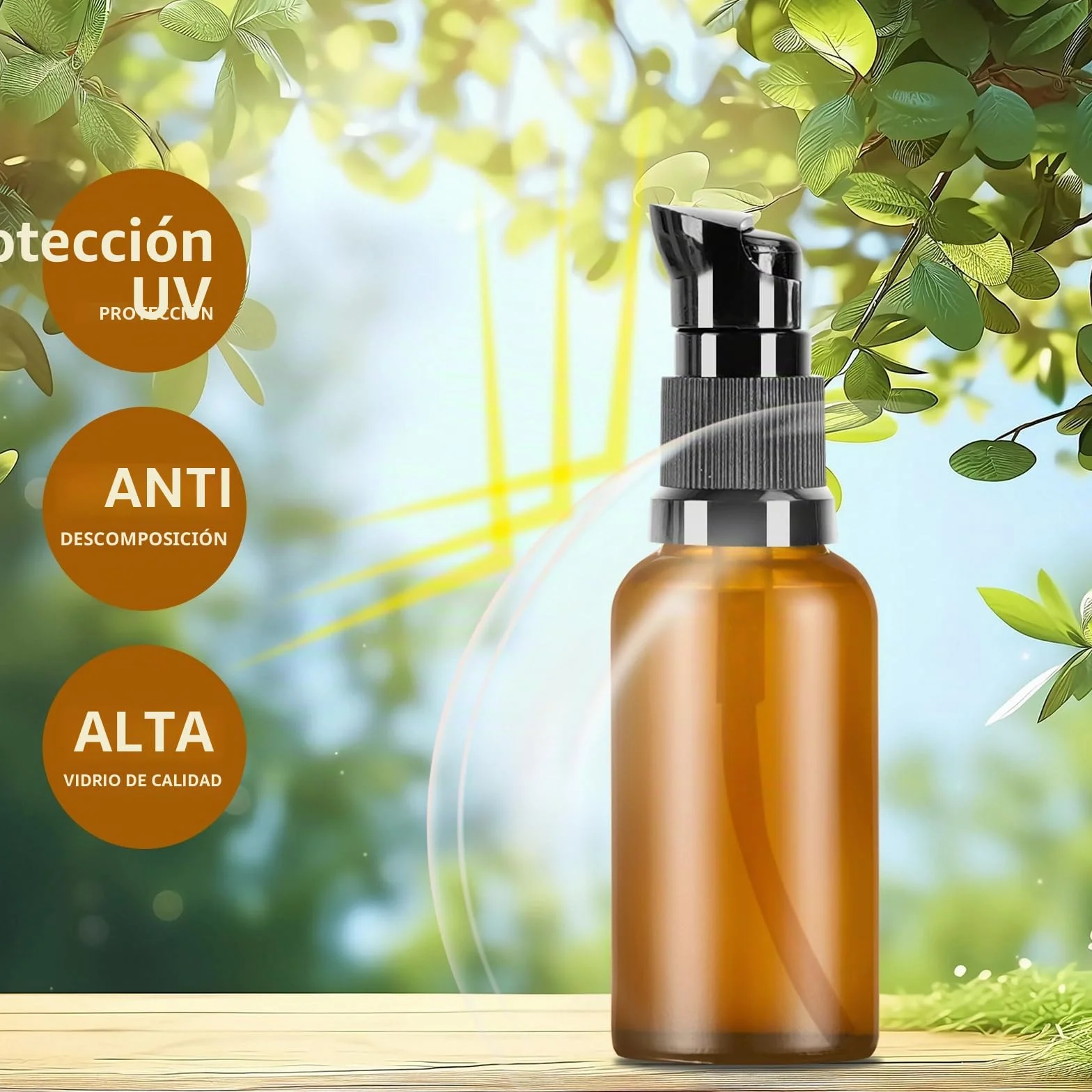Botellas de Vidrio Ambar 30ml con Bomba, Dispensadores de Vidrio Marrón, Vacías Rellenables para Aceite Esencial, Viaje Crema Loción, 8 Pcs con Embudos