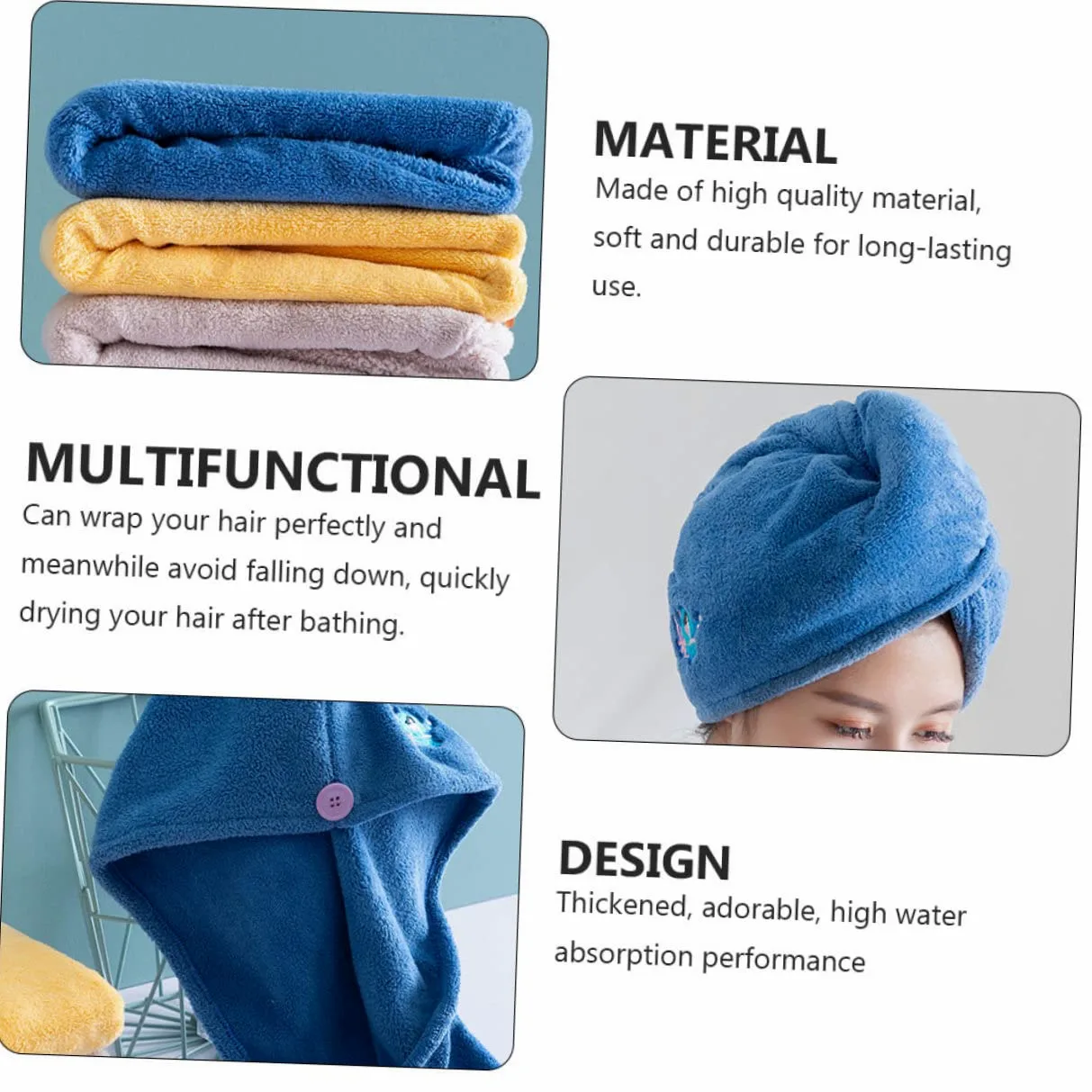 Beaupretty 4piezas Toalla Secado Rápido para Cabello Gorro De Secado Ultra Absorbente Toalla De Microfibra para para Uso Diario o Viajes y