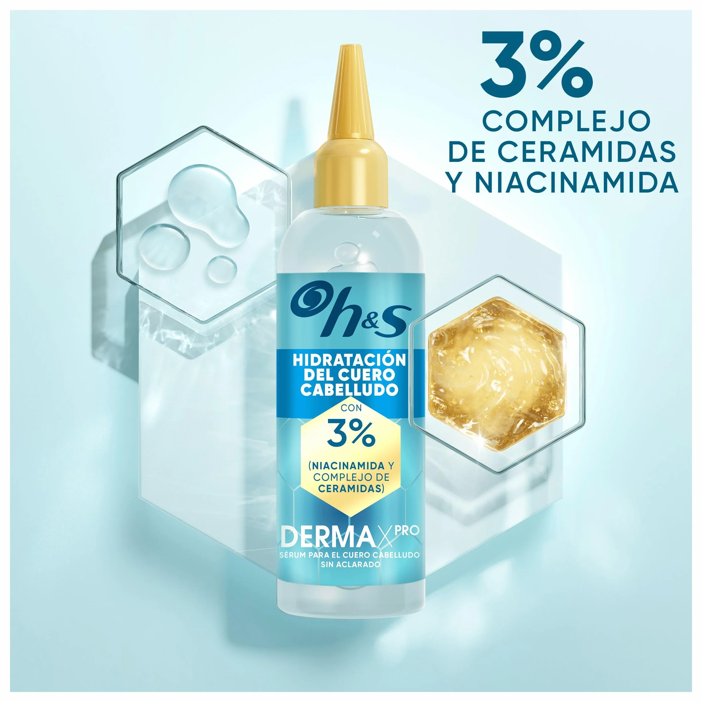 H&S DermaXPro Hidratación Instantánea Tratamiento Cuero Cabelludo 145ml Niacinamida Ceramidas Sérum sin Aclarado
