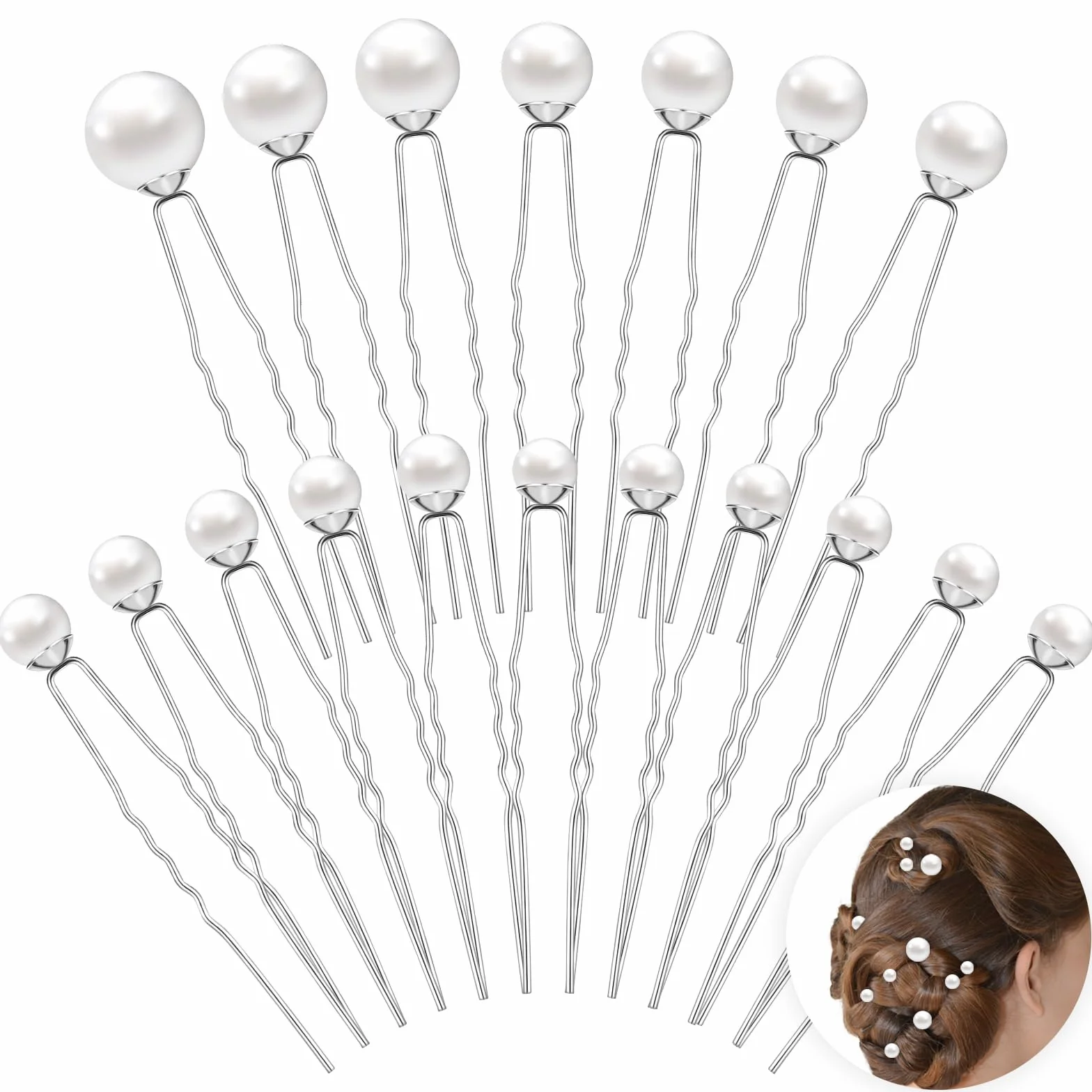 Horquillas Para El Pelo De Perlas De Boda JIEYAO, Accesorios Para El Cabello De Perlas, Horquillas En Forma De U Con Diamantes De Imitación