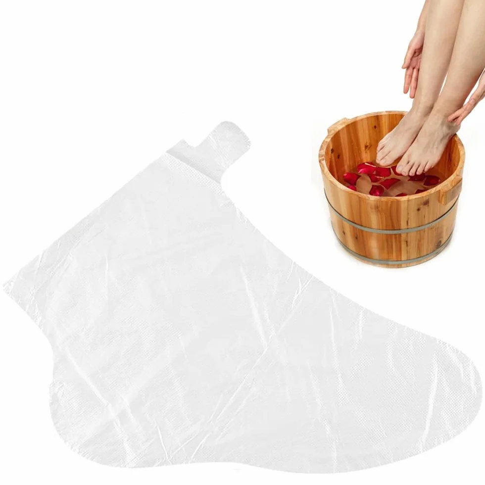 Calcetines de Baño de Parafina 100 Piezas, Bolsas de Pedicura Plástico Transparente para SPA Cuidado de Pies