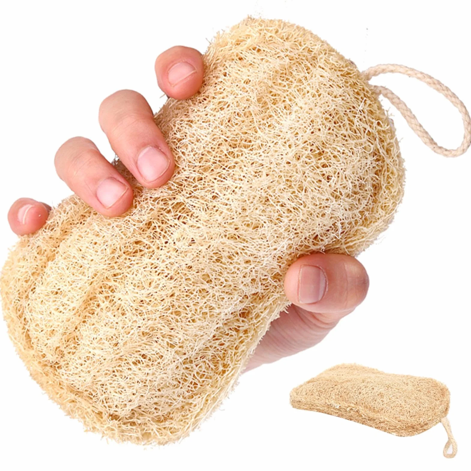 Esponja de Cocina de Lufa Natural - Esponja Exfoliante Compostable, Antiarañazos