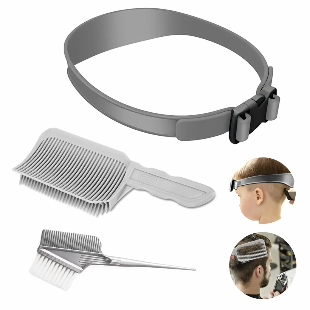 Profesional Guía de Corte de Cabello Ajustable, Herramienta de Corte de Cabello, Peines de Peluquería con Banda de Silicona