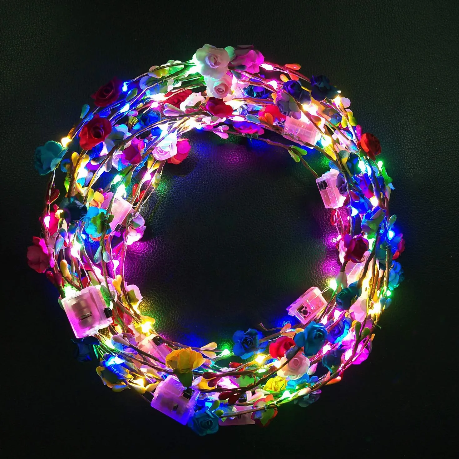 Diademas LED Intermitentes de Flores para Fiesta, Halloween, Navidad, Boda