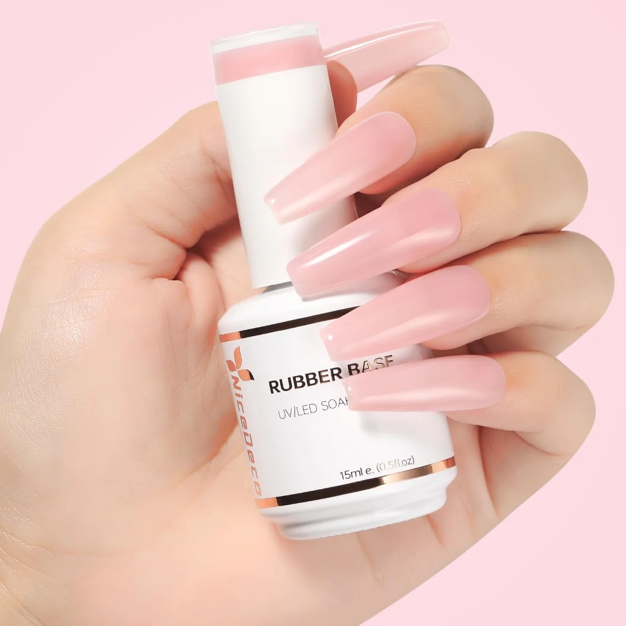 Nicedeco Base Rubber para Uñas Esmaltes Semipermanentes en Gel UV/LED Soak-Off 15ML