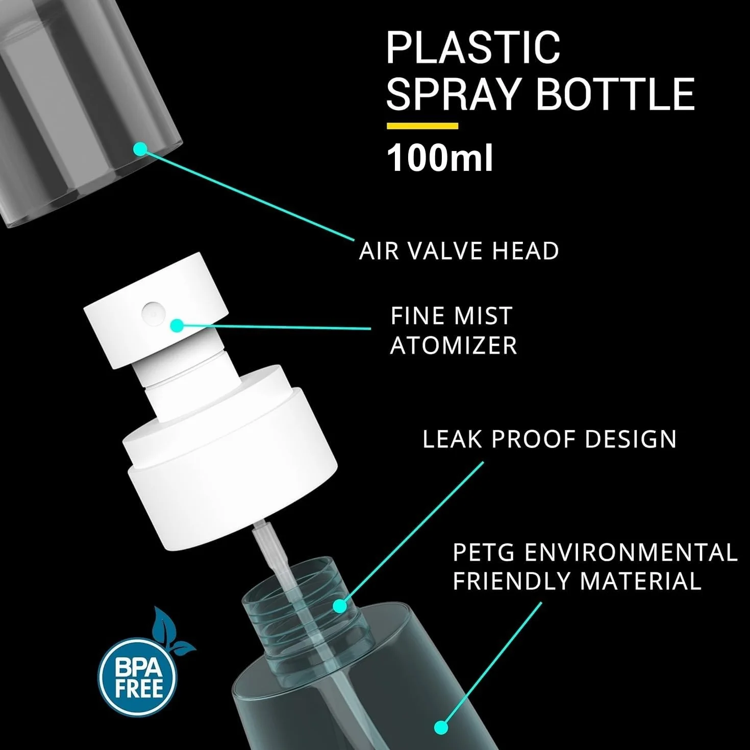 KAHEIGN 12 Piezas Botellas Pulverizadoras 100ml Bote Spray Fina Antifugas Mini Pulverizador Vacío Envase de Viaje Rellenable Blanco