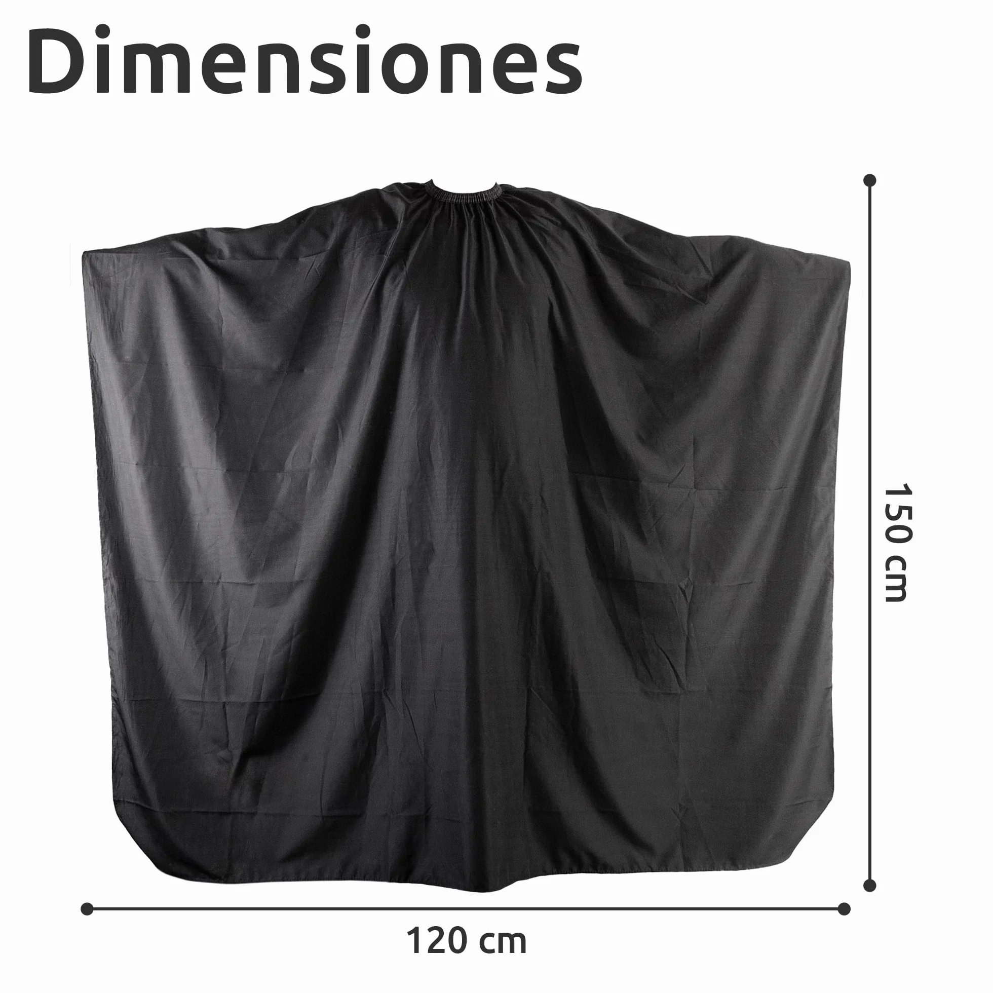 ECENCE Capa Peluquería Profesional 150x120cm Negro Impermeable