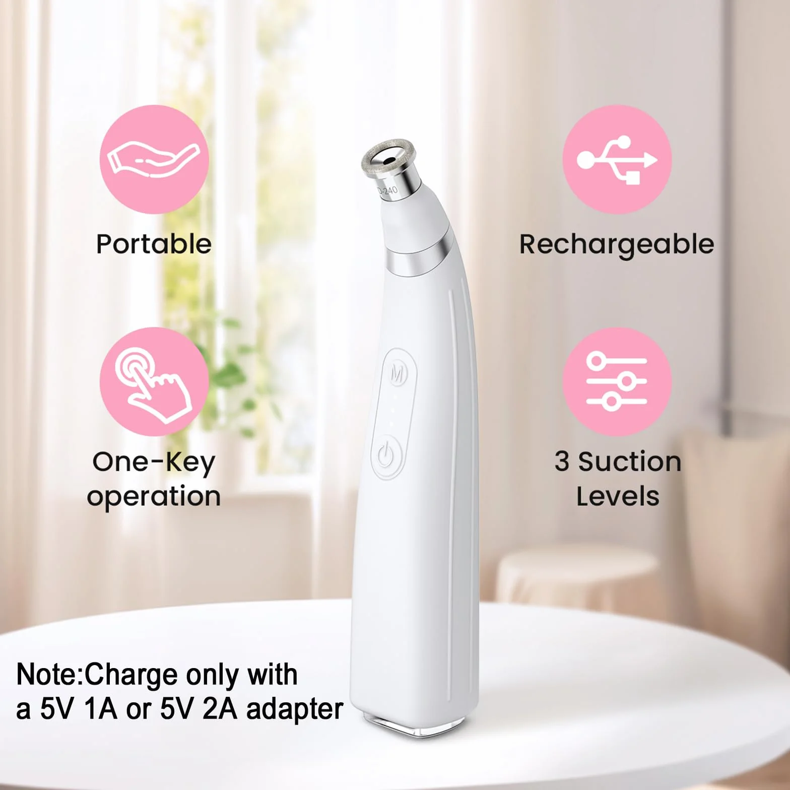 UNOISETION Máquina de microdermoabrasión de diamante, máquina facial portátil para exfoliación, removedor de puntos negros, aspiradora de poros para uso doméstico