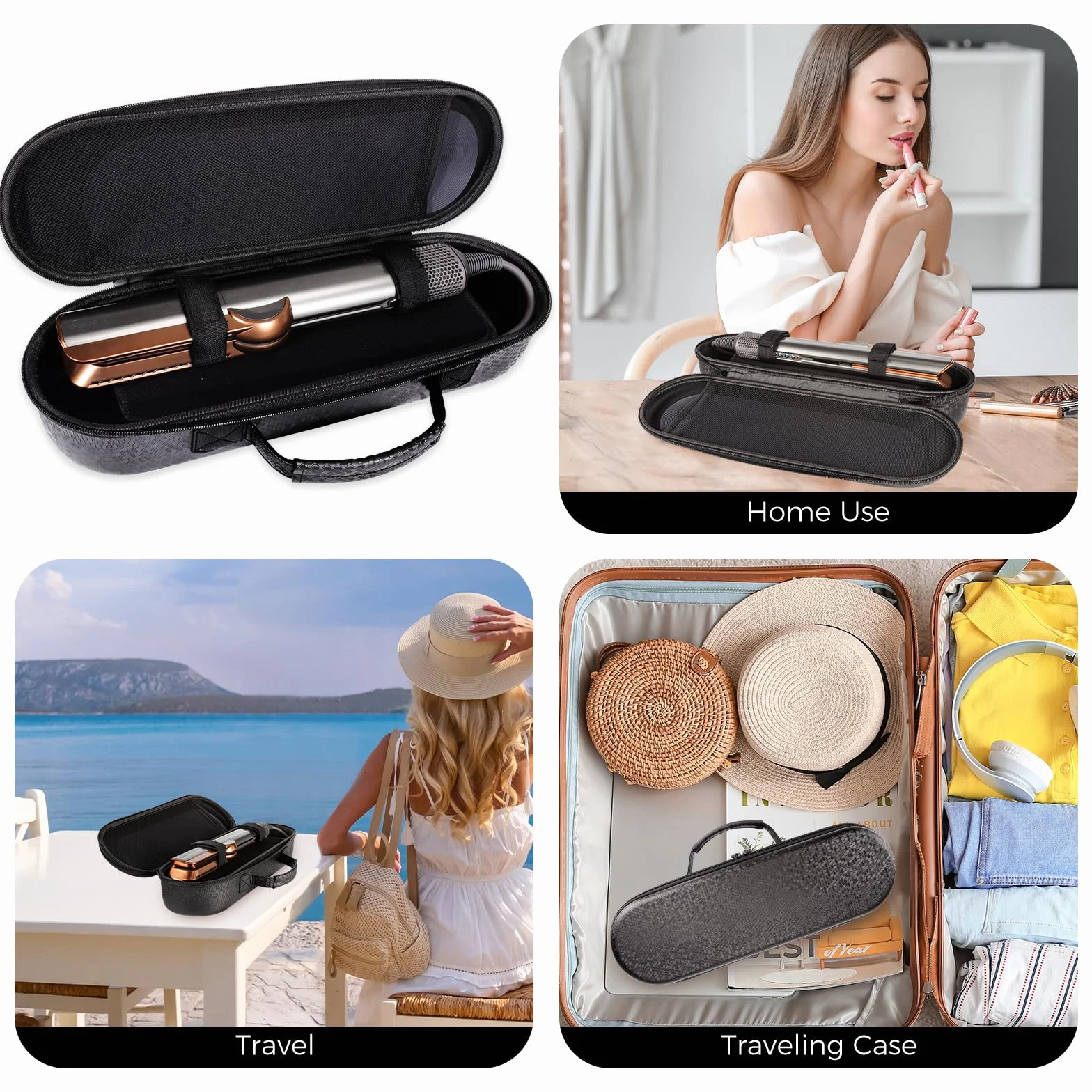 Dyson funda protectora para plancha de pelo Airstrait, bolsa de viaje, almacenamiento, Negro