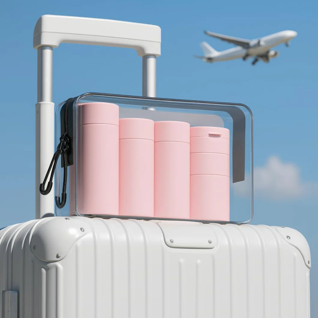 Botes viaje rellenables 100ml a prueba de fugas para gel, champú y lociones Rosa
