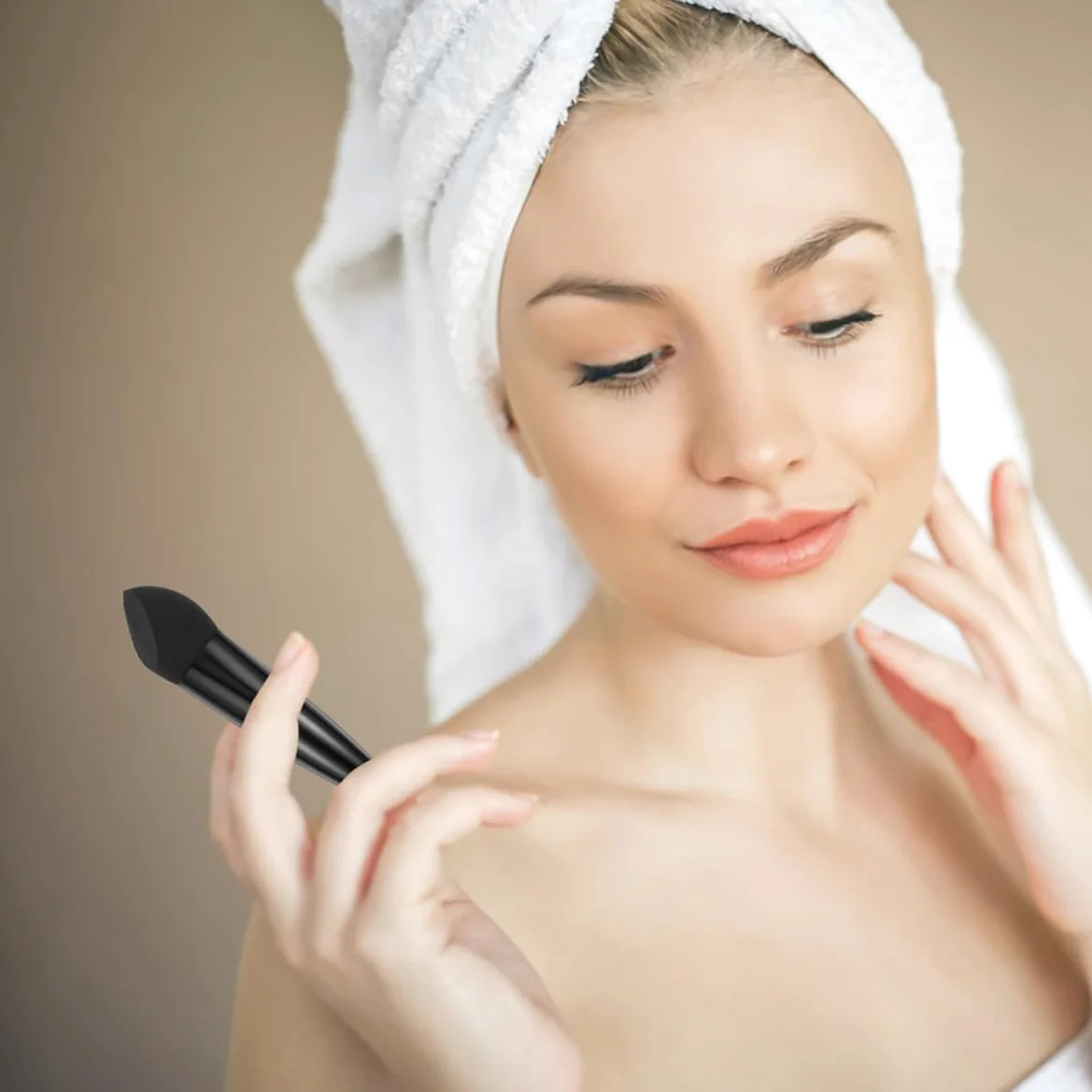 Luxshiny 6 Esponjas de Maquillaje de Látex Mango, Diseño Portátil y Delicado, Forma de Lápiz para Aplicación Húmeda y Seca, Herramientas Simples y Prácticas