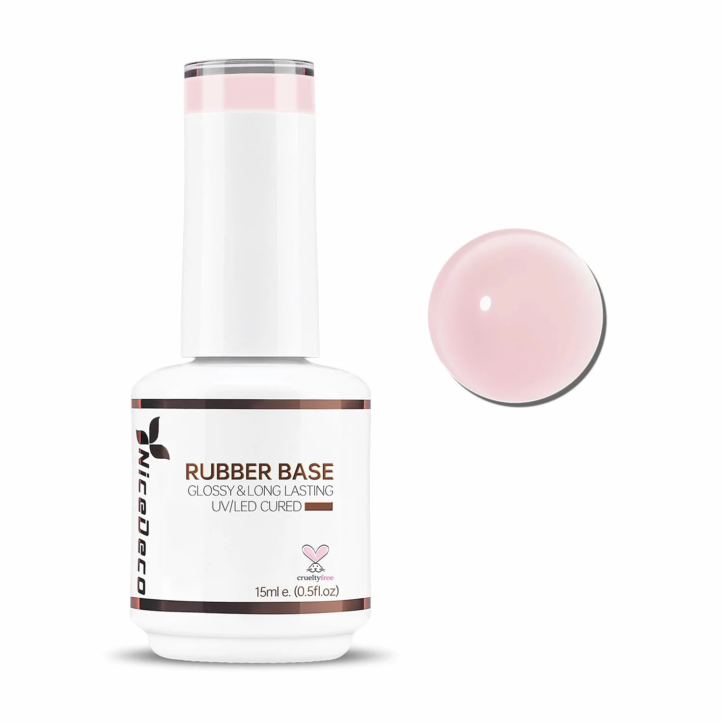 Nicedeco Base Rubber para Uñas Esmaltes Semipermanentes en Gel UV/LED Soak-Off 15ML