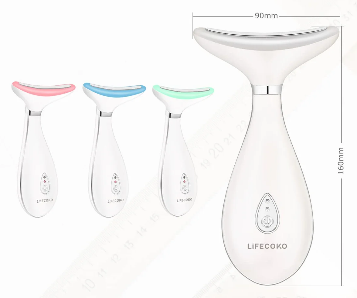 Masajeador Facial Antiarrugas con Calor Luz LED EMS Lifting para Rostro y Cuello - Blanco
