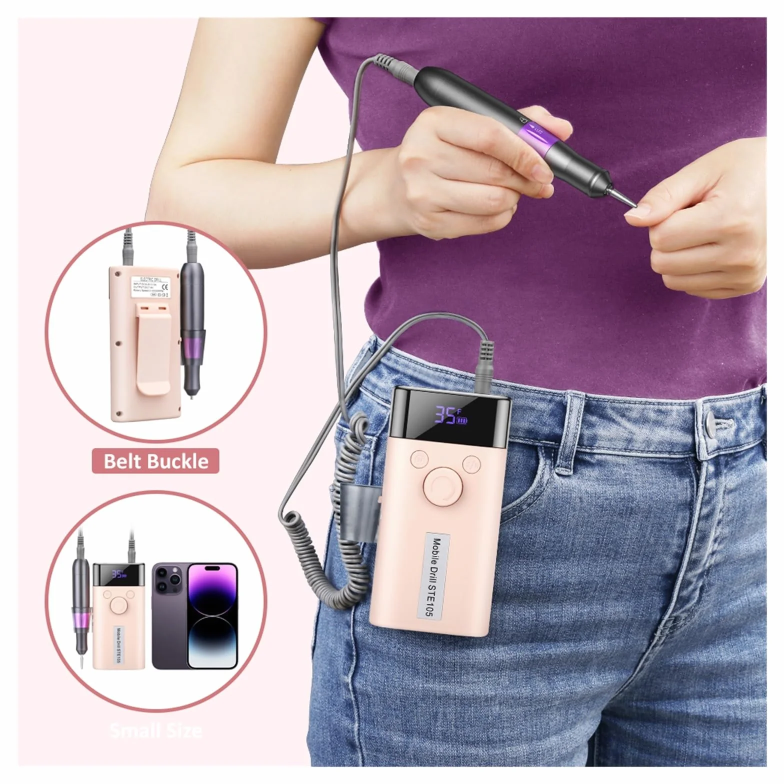 Torno para Uñas Taladro de uñas de 35000RPM con Pantalla LCD, lijadora de uñas eléctrica Profesional for Juego de Herramientas de fresado de manicura