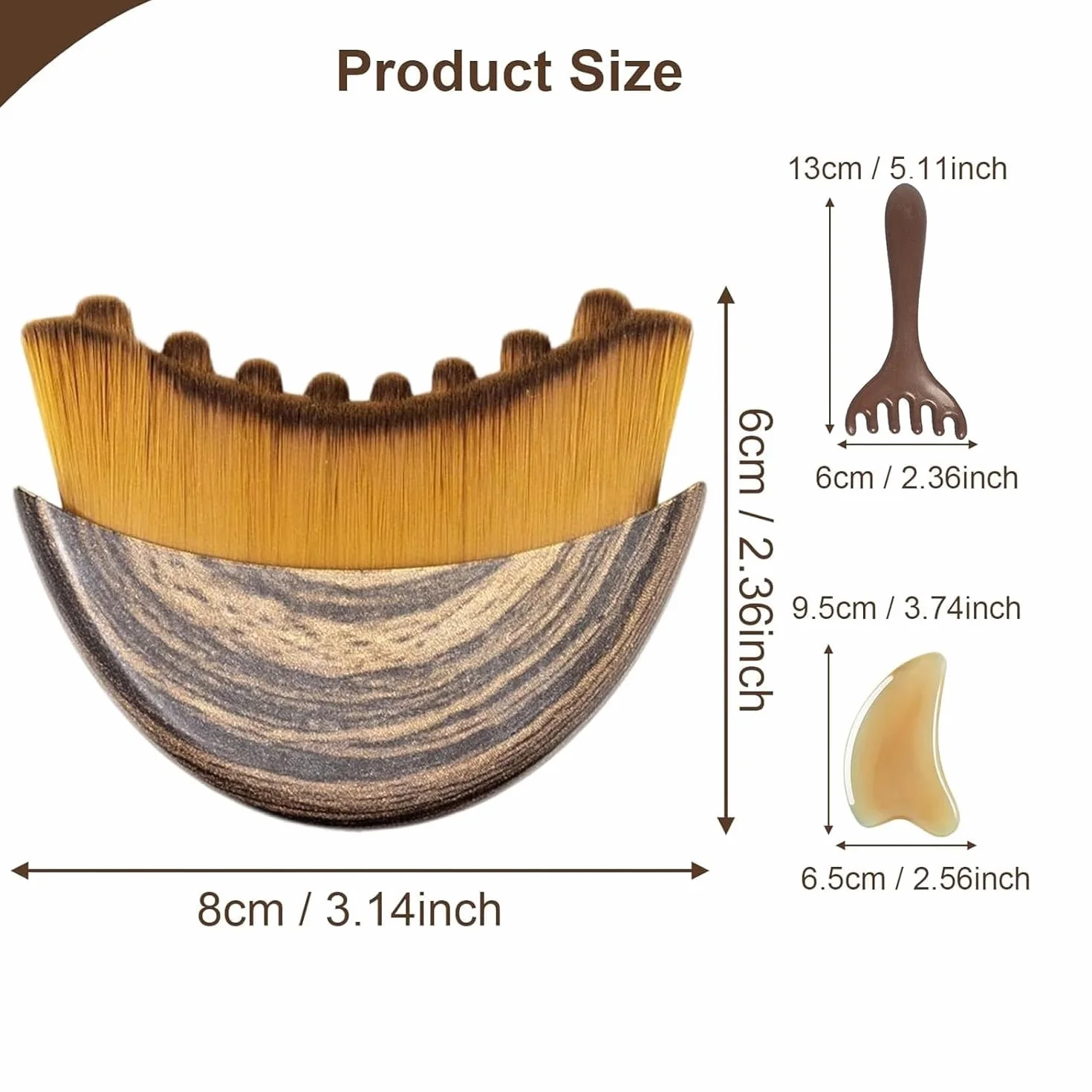 Cepillo Facial de Contorno Linfático 4 PCS para Masaje y Drenaje Linfático