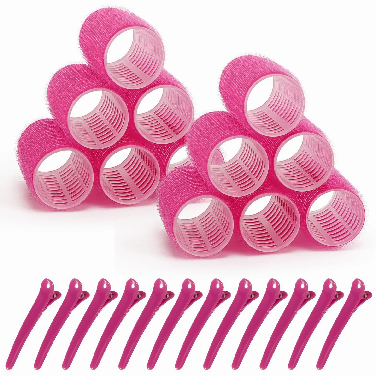 BESSEEK Rodillos para el cabello, paquete de 12 rizadores de peluquería de salón de belleza, peinado rizado para bricolaje, los colores pueden variar (mediano plus)