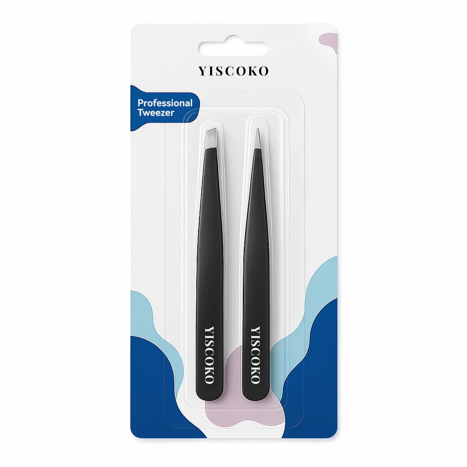 Pinzas profesionales acero inoxidable cejas mujer 2 unidades negro
