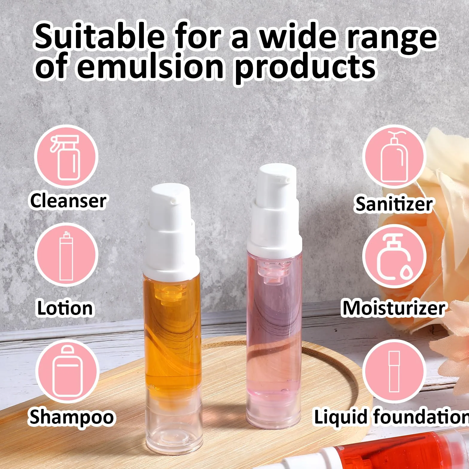 Botellas Vacías Sin Aire 10 ml, Envases de Loción al Vacío Recargables, Dispensador de Crema para Viaje Cosmética