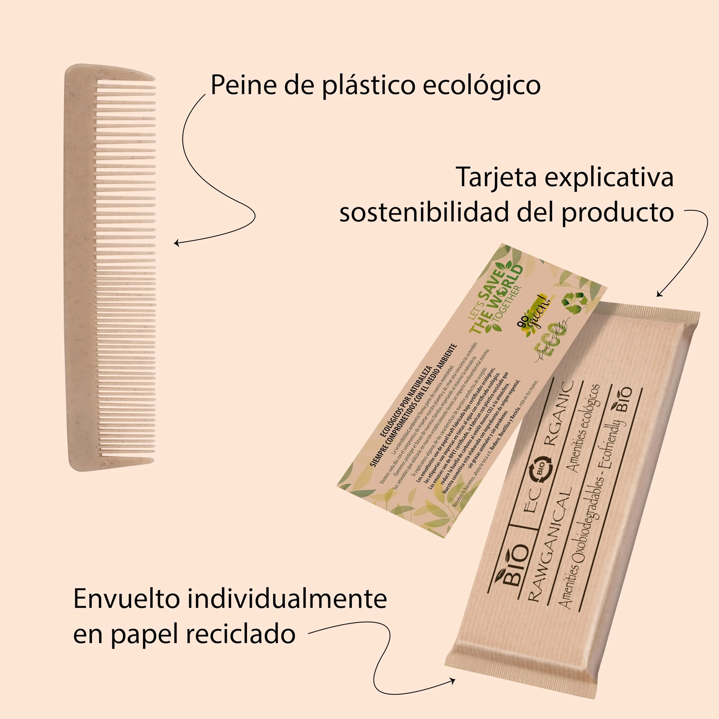 50 Kits de Peines Ecológicos para Hoteles, Viajes y Casas Rurales