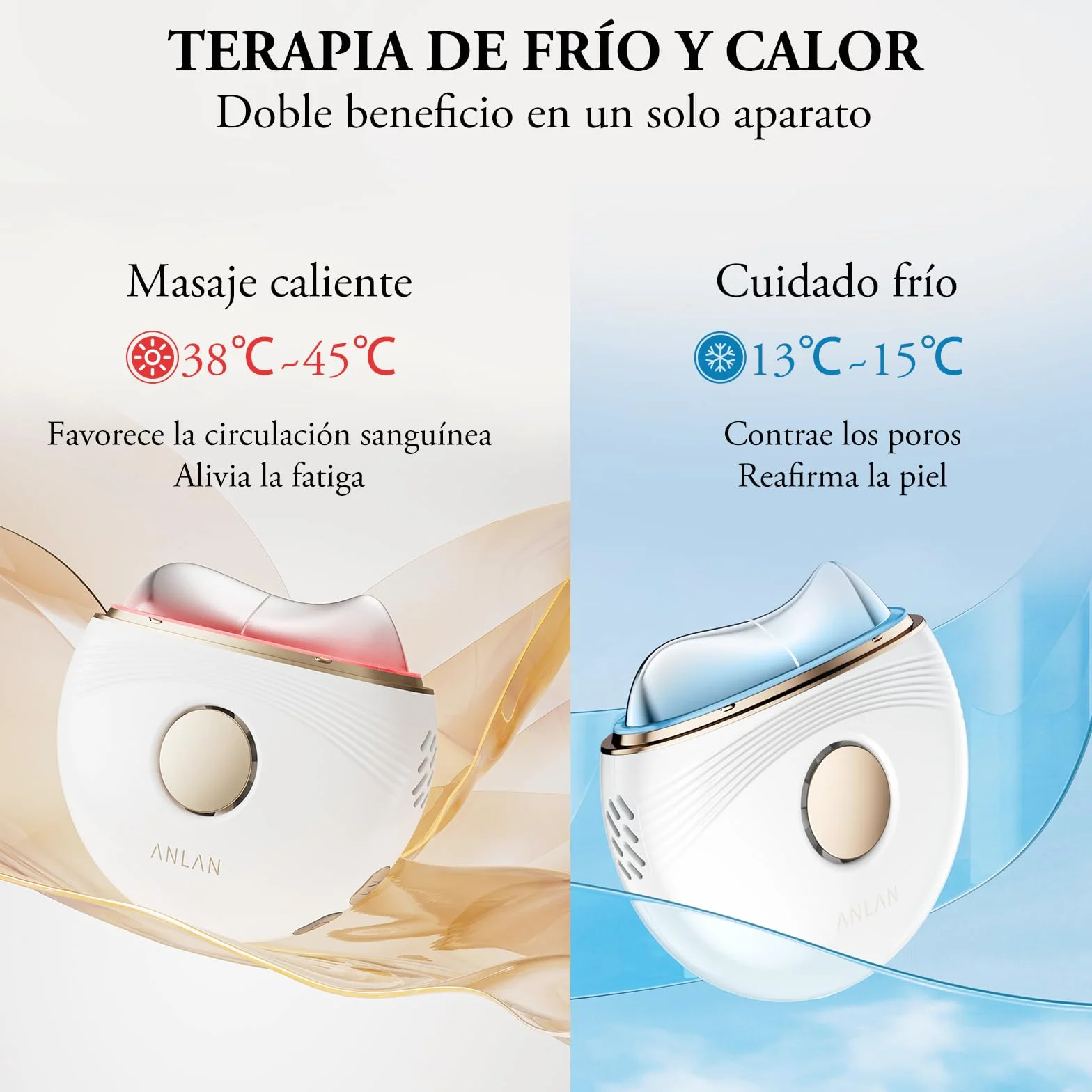 ANLAN Masajeador Facial EMS con Frío Calor, GuaSha Electrico Reafirmante con Luz Azul Violeta Roja para Antiarrugas Lifting Anti-envejecimiento