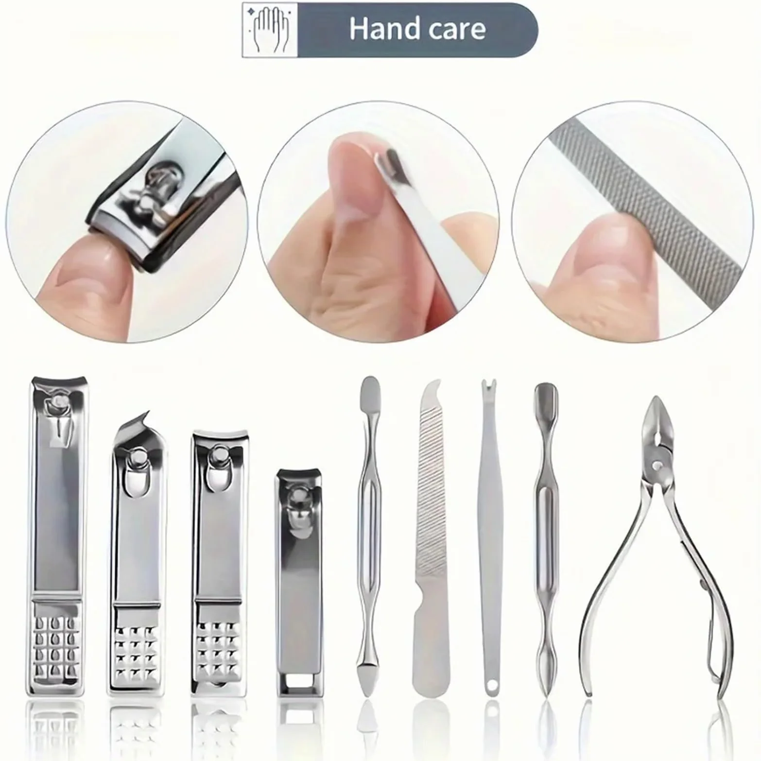 Kit de cortauñas de Acero Inoxidable de 26 Piezas, Juego de cortauñas doméstico con Estuche, recortador, Herramientas de manicura y pedicura, Juego de manicura,White