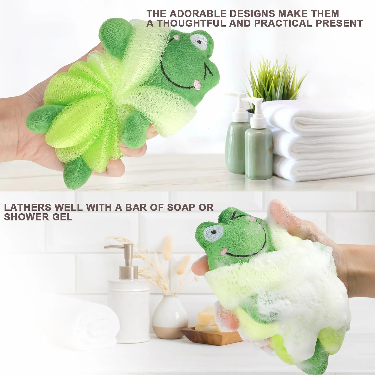 PHOGARY Esponja Baño Niños Animal Forma Luffa Exfoliante Corporal Malla