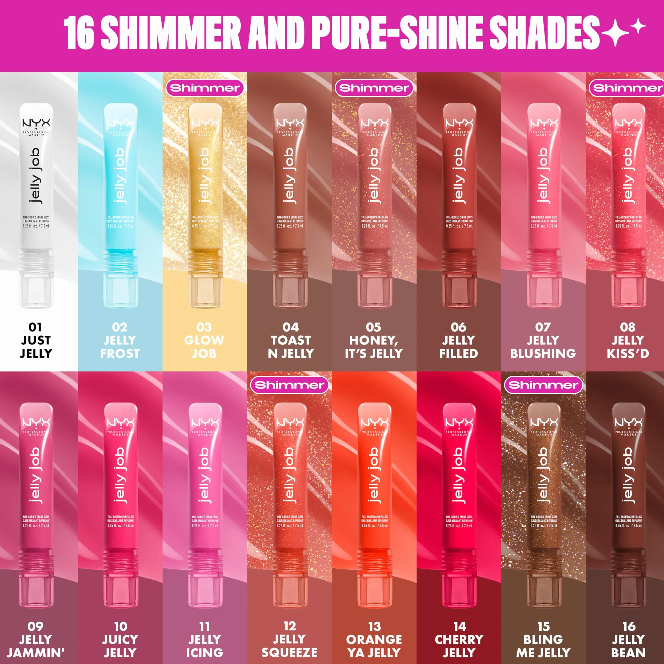 NYX Professional Makeup Jelly Job Brillo de Labios, Tono: Honey, It's Jelly