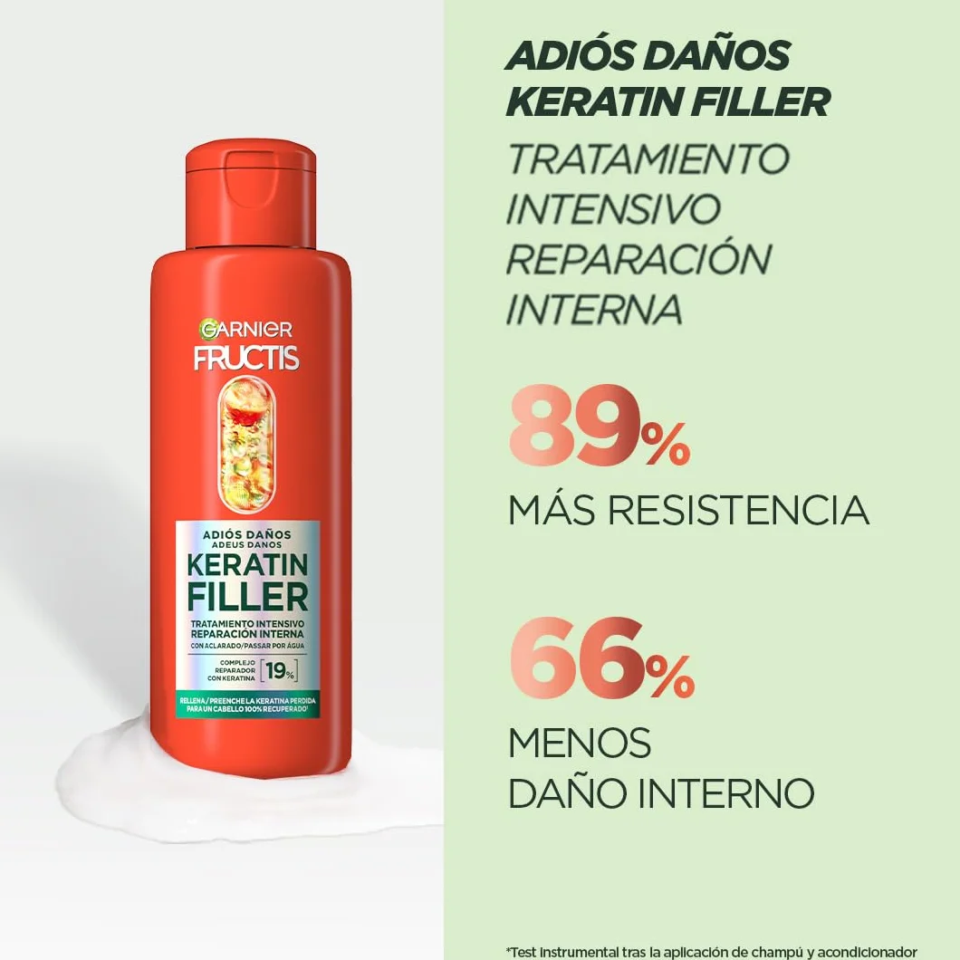 Garnier Fructis Rutina Adiós Daños Champú Tratamiento Mascarilla Queratina Reparación Profunda 200ml+380ml+320ml