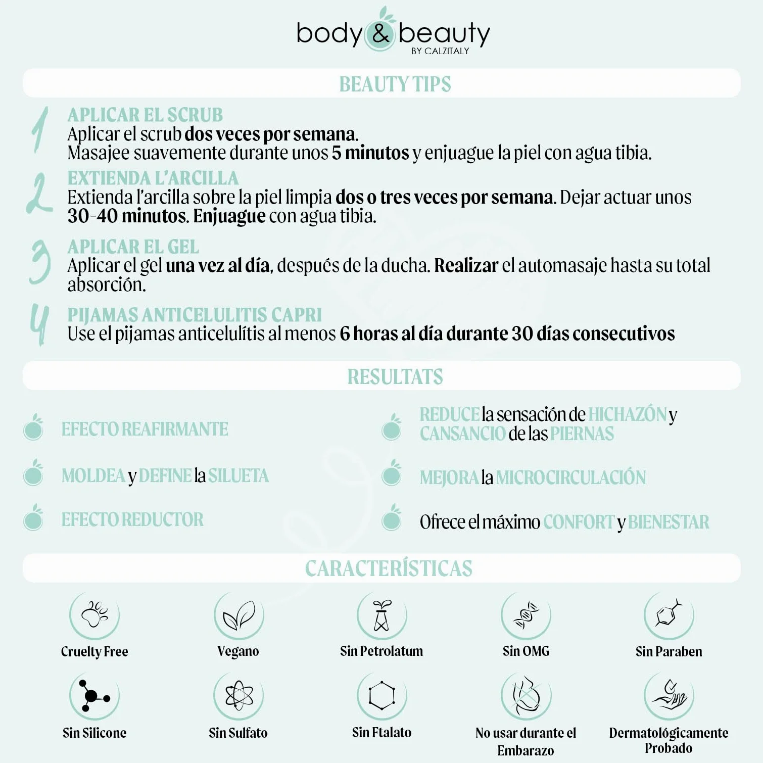 CALZITALY Tratamiento Anticelulítico, Pijama Masajeador Tonificante, Activa la Microcirculación, Gel y Arcilla Efecto Calor con Cafeína
