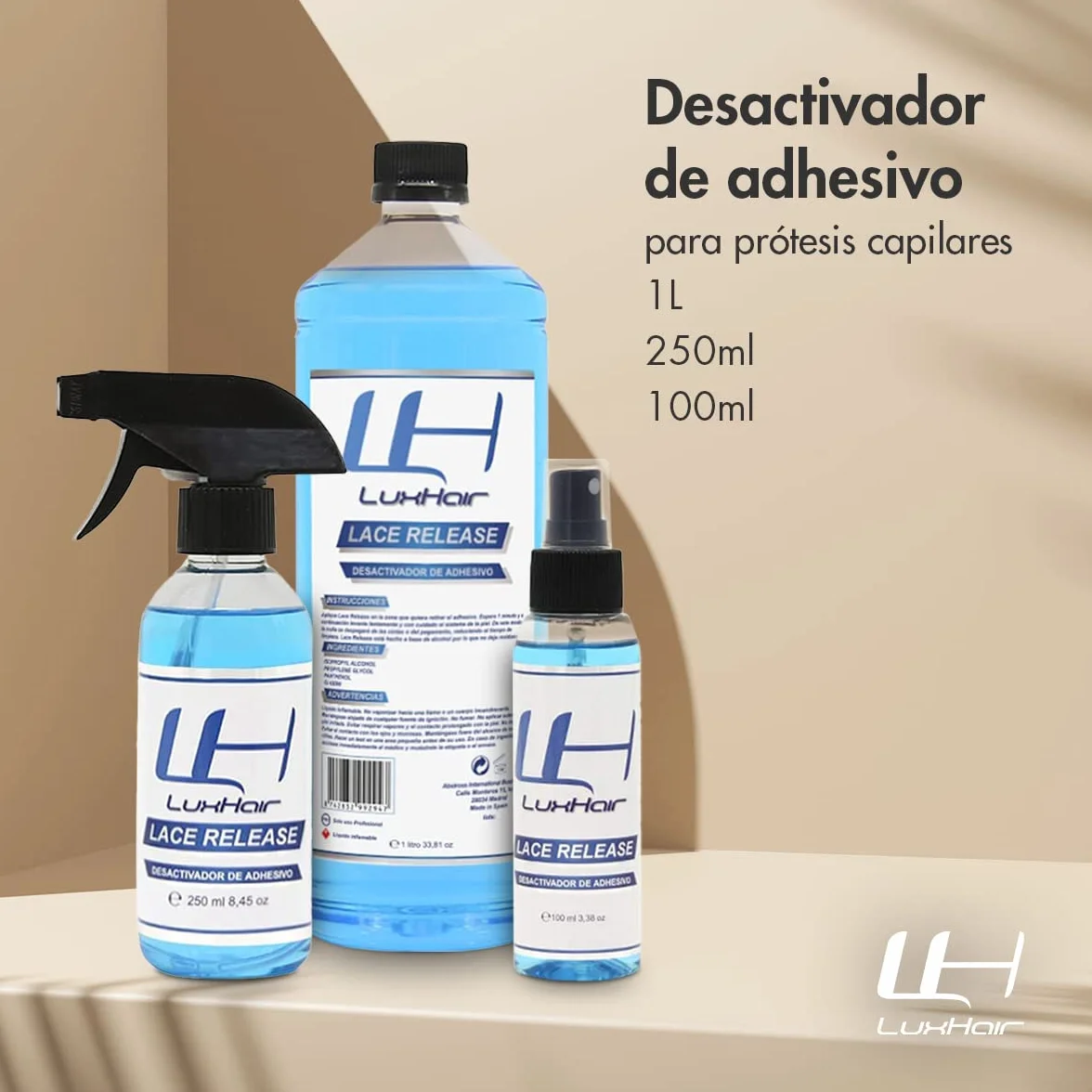 LuxHair Lace Release Disolvente Desactivador de Adhesivo 100 ml Azul