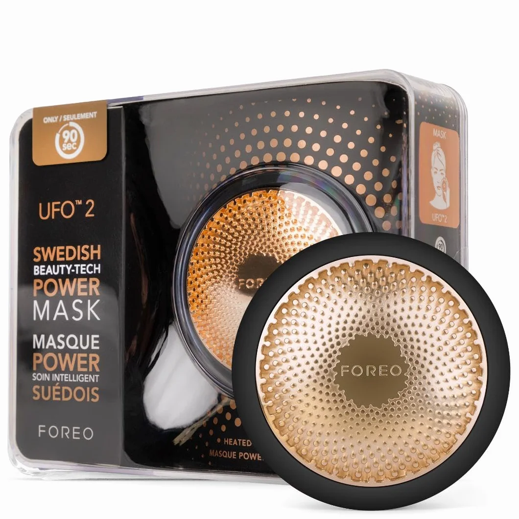 FOREO UFO 2 Tratamiento de máscara LED facial, luz LED espectro completo, crioterapia y masajeador facial, mejora absorción cuidado piel, Black