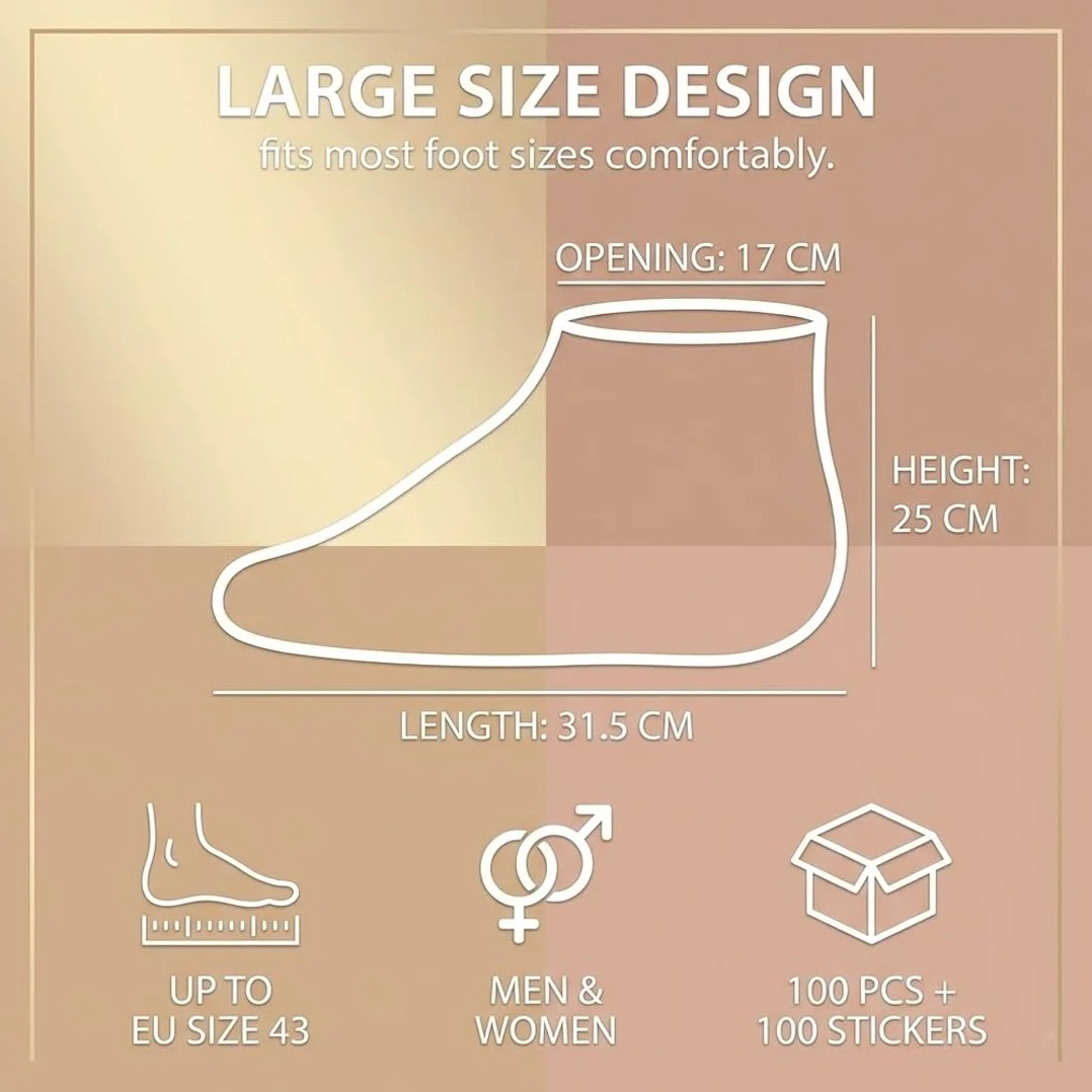 Calcetines Desechables para Baño de Parafina 100 Piezas, Bolsas Pedicura Transparentes