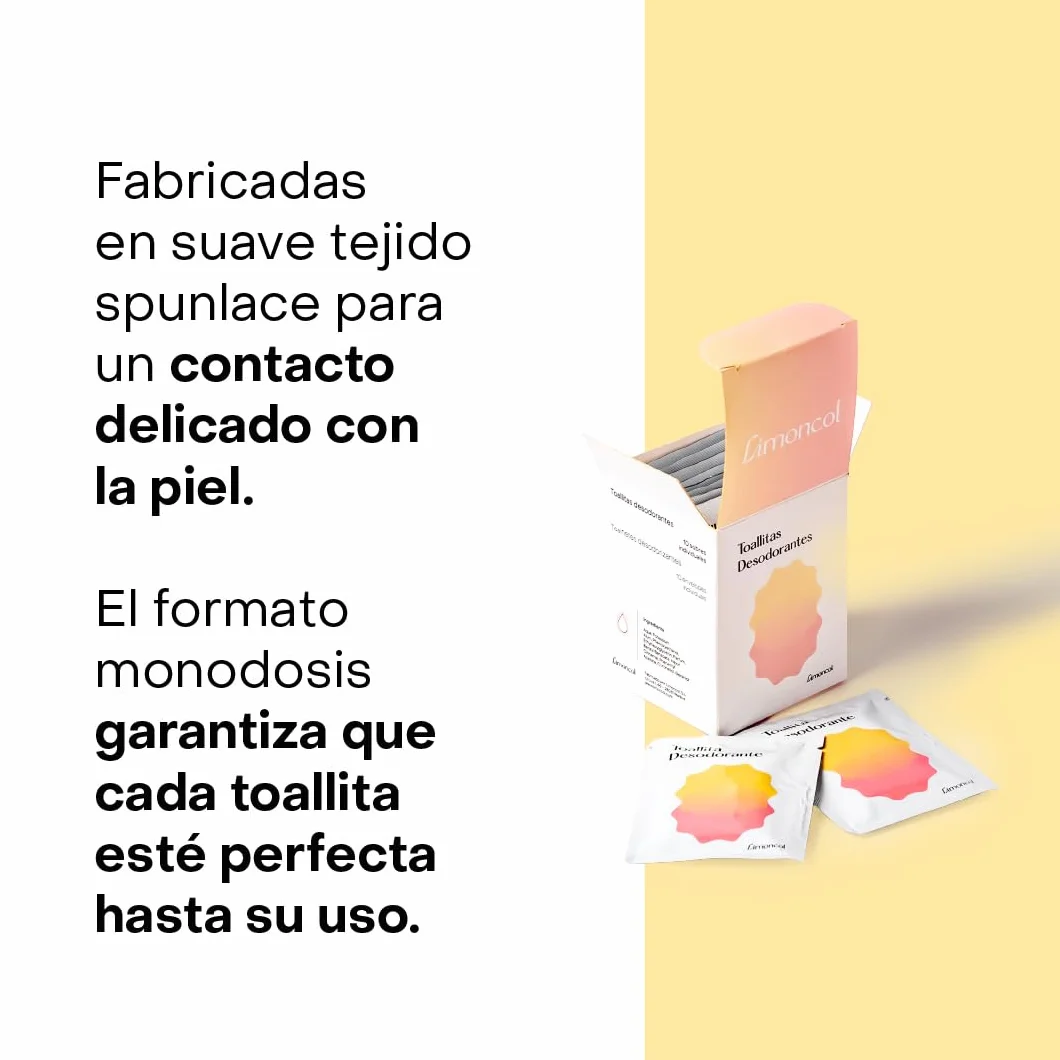 Toallitas Desodorantes Corporales Individuales 10 Unidades, Frescor sin Agua, Tejido Suave Spunlace