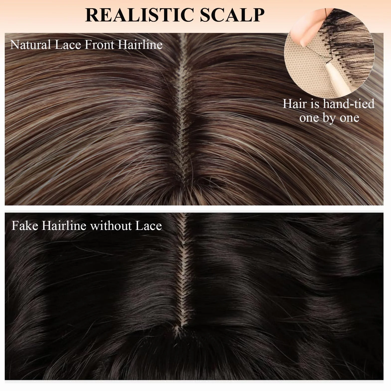Peluca Bob Capas Sin Pegamento con Flequillo Pelo Natural para Mujer Cubre Canas