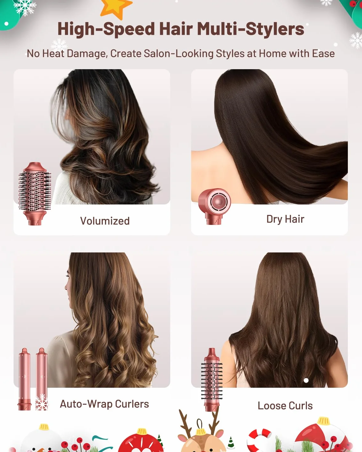 HITTIONA 5 en 1 Air Styler Cepillo Secador, Secado Rápido, Sin Frizz, Volumisation, Bolsa Regalo