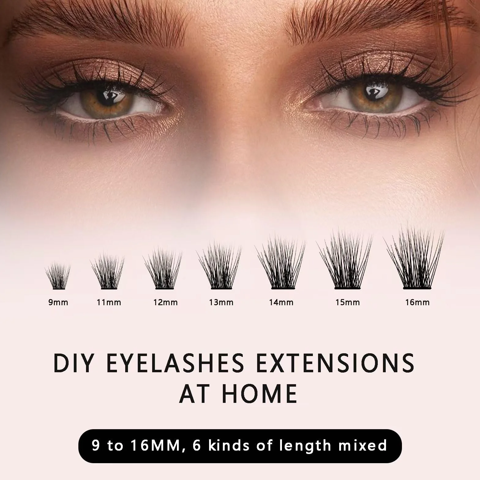 Kit Pestañas Postizas Cluster Lashes 280 PCS 30D+40D 9-16mm con Lash Bond
