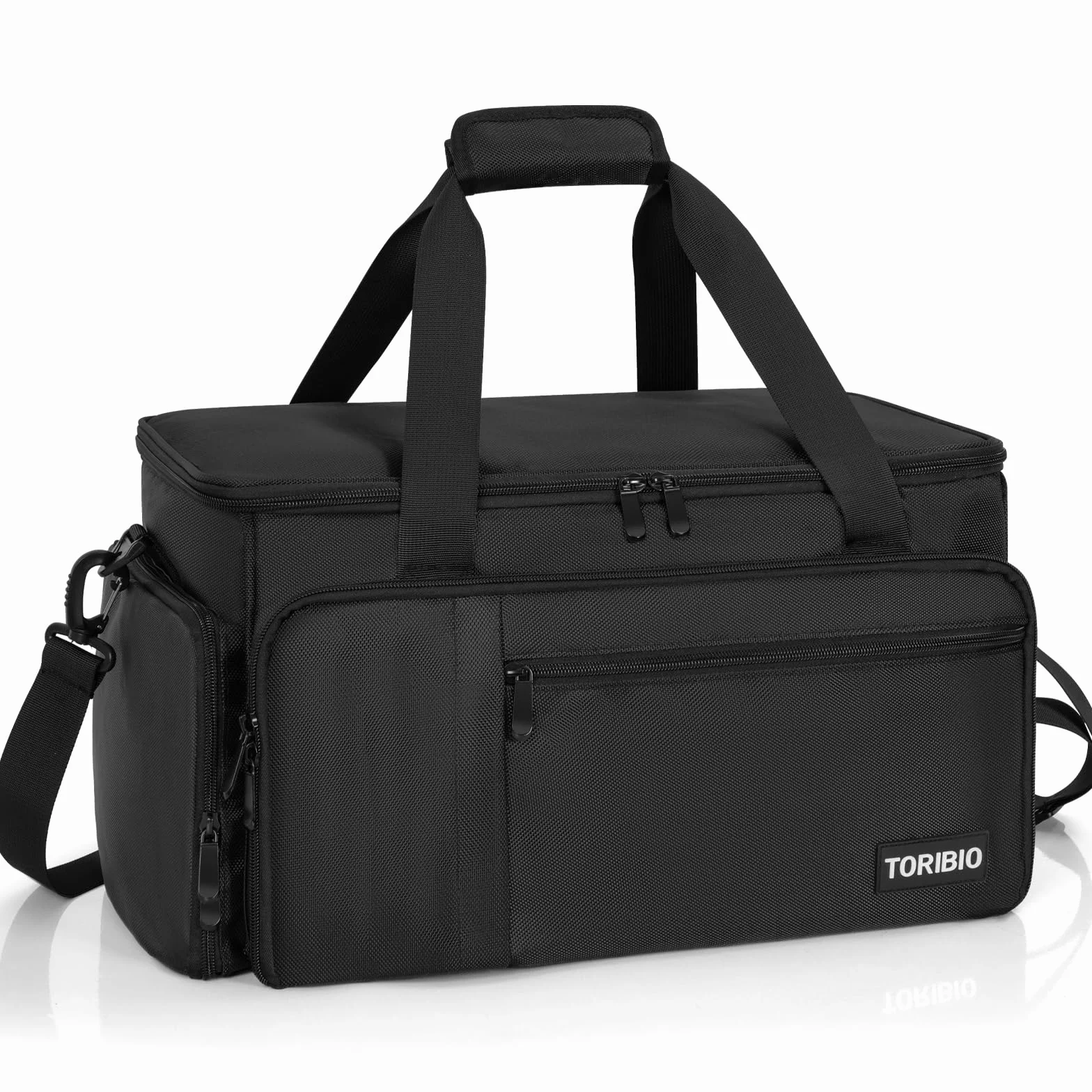 Bolsa de peluquería profesional, bolsa de almacenamiento portátil con múltiples bolsillos y compartimentos ajustables para accesorios de peluquería, adecuado para (BK)