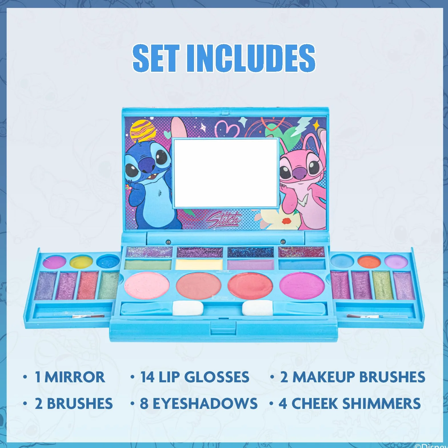 Stitch Set Maquillaje Gloss Brillo Ojos Colorete Brochas